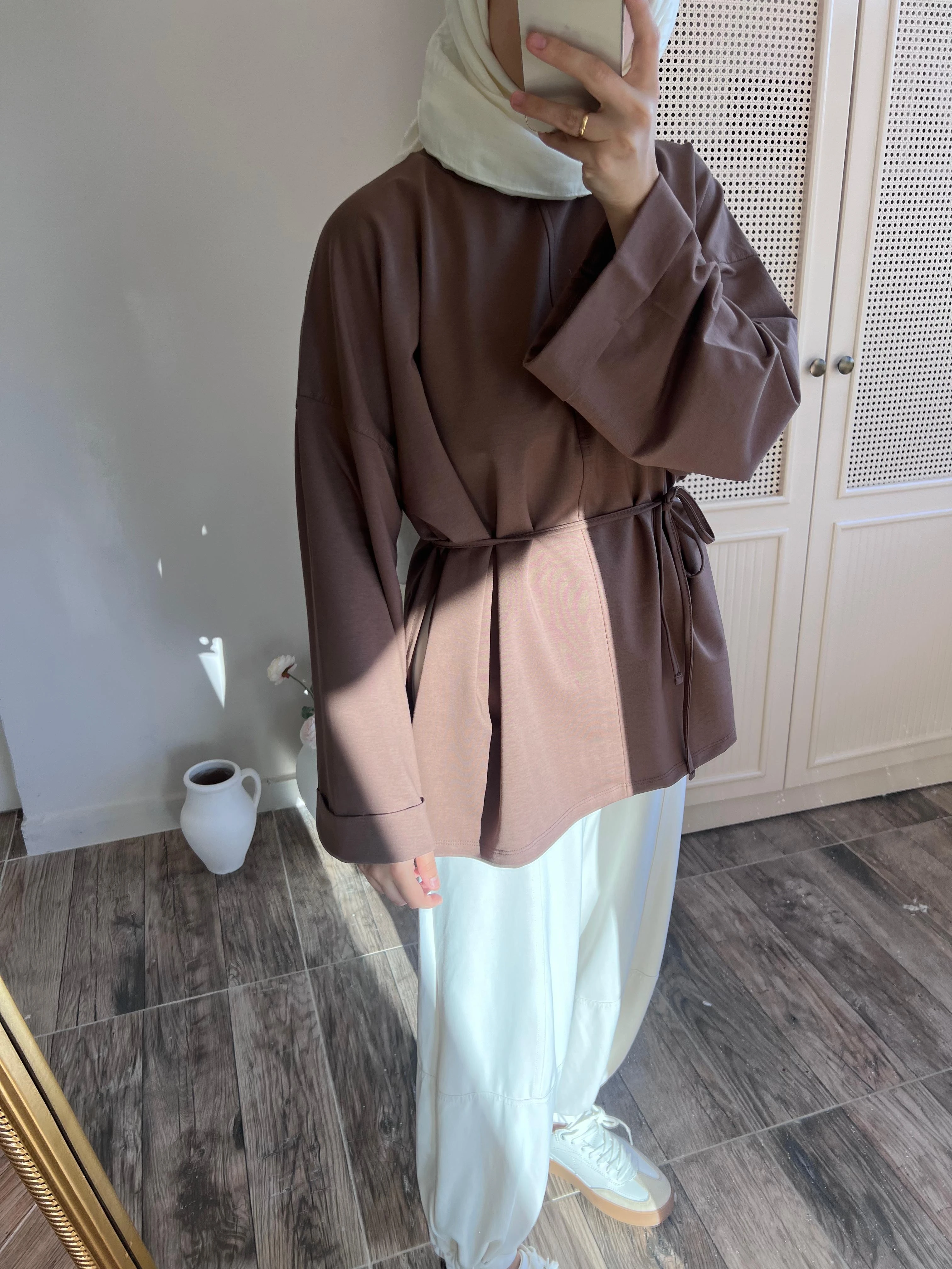 Yandan Yırtmaçlı Sweatshirt- KAHVE