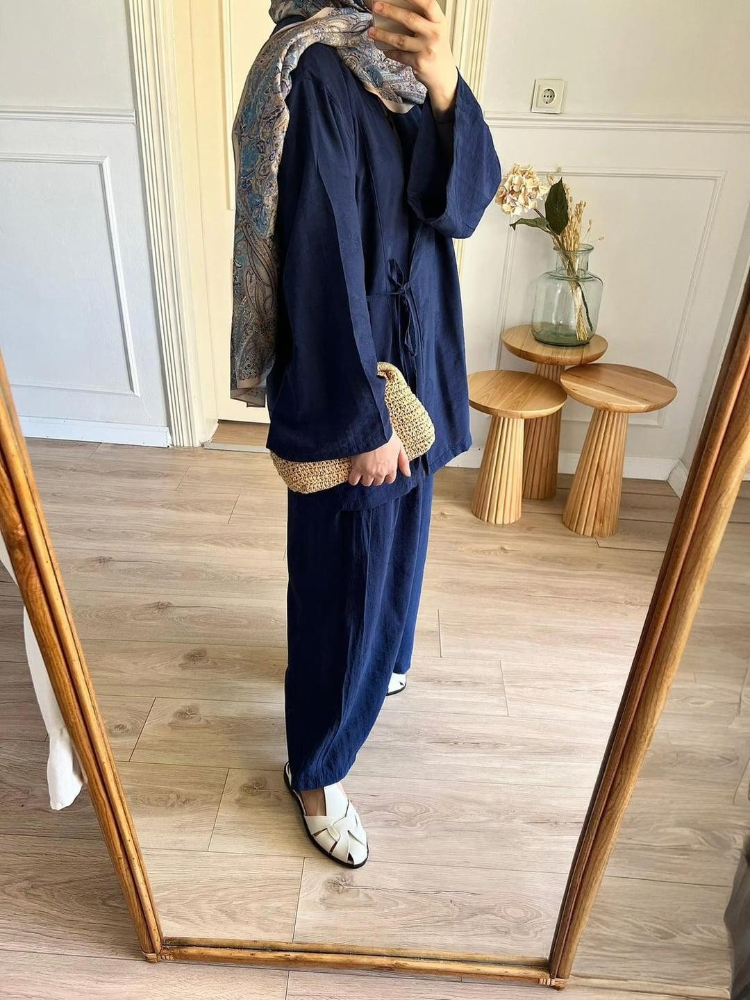 Harmoni Jakarlı Lacivert Pantolon Takım