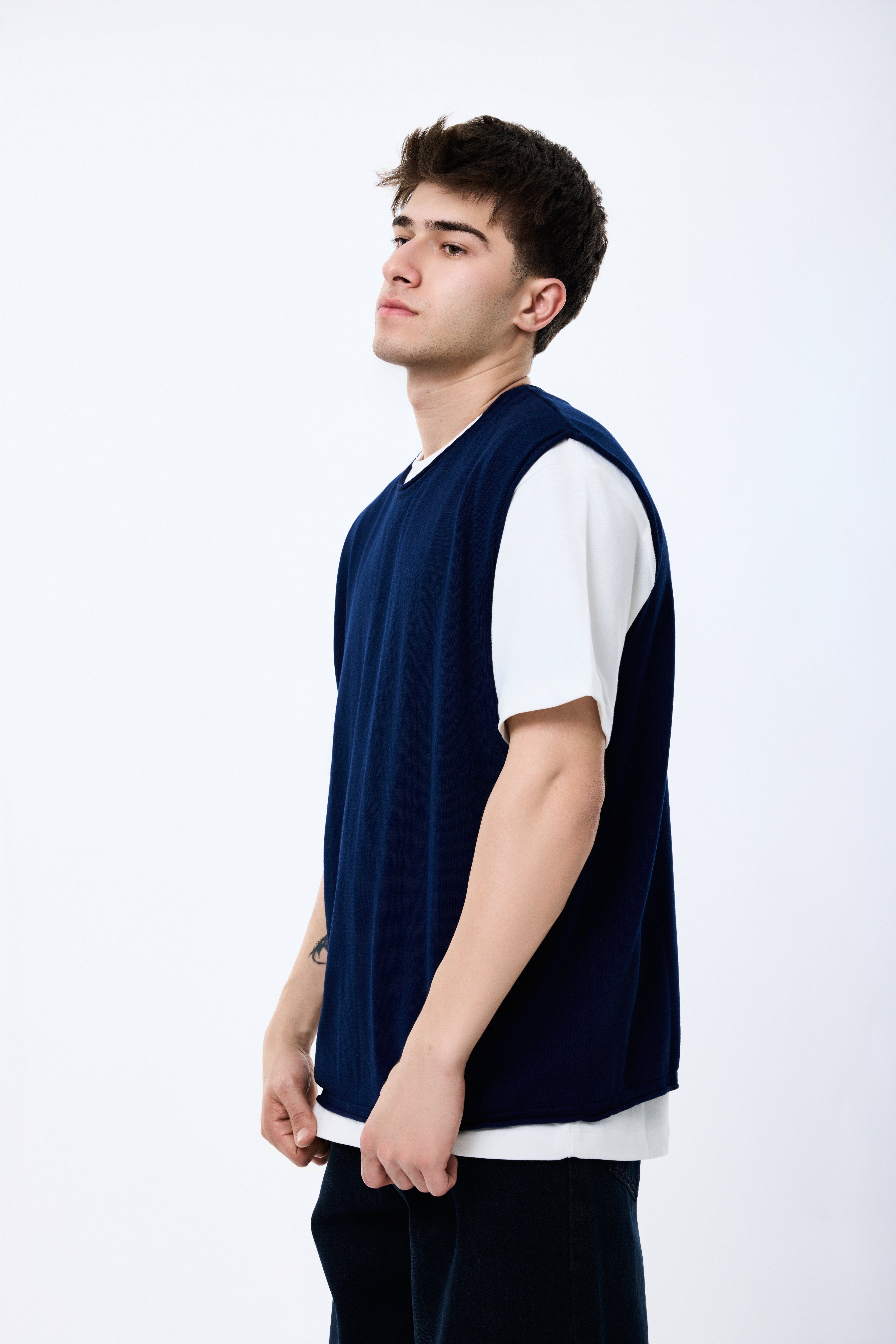 Sıfır Kol Triko Oversize Tişört