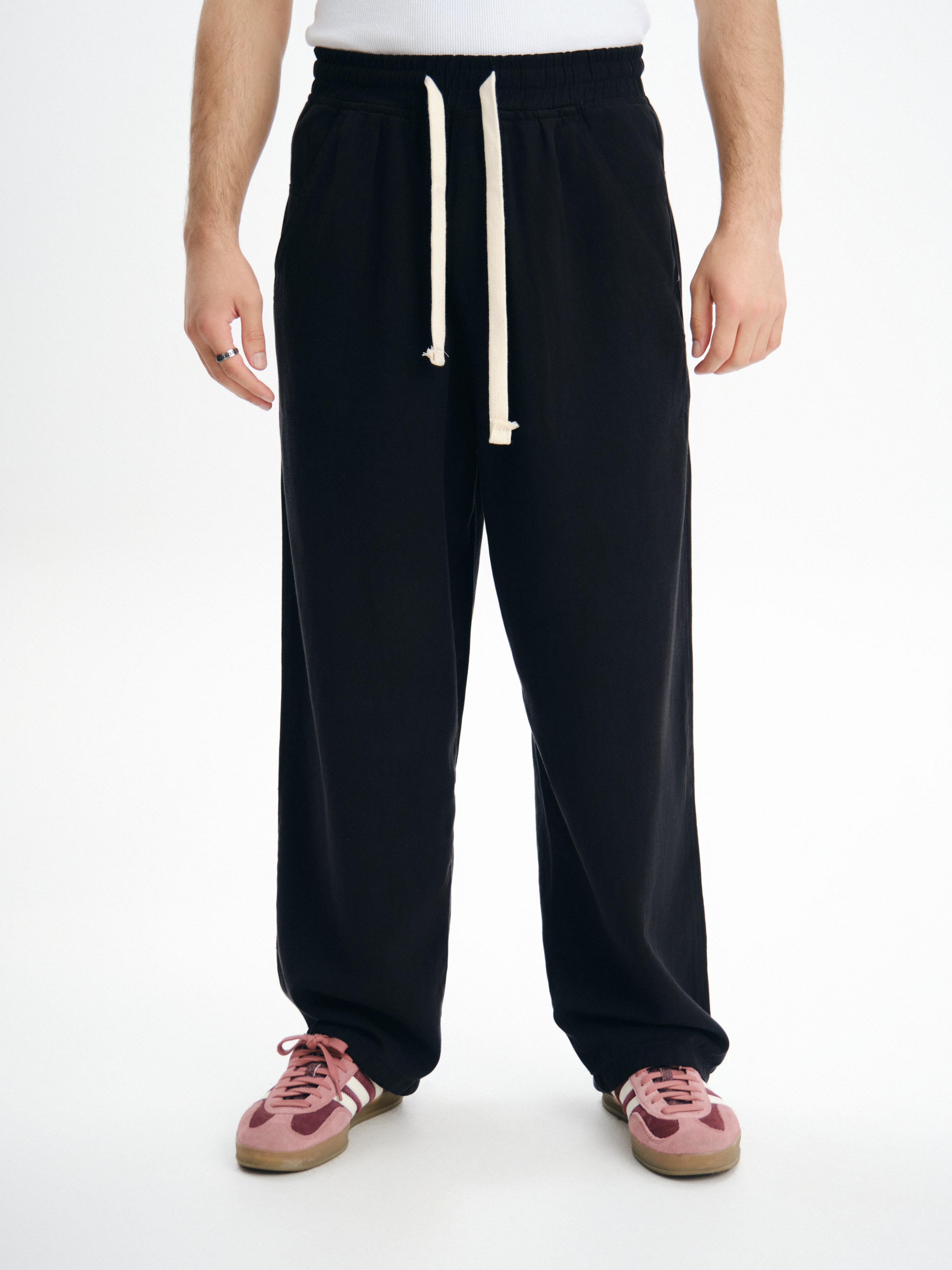 Pamuklu Yumuşak Baggy Pantolon  - Siyah