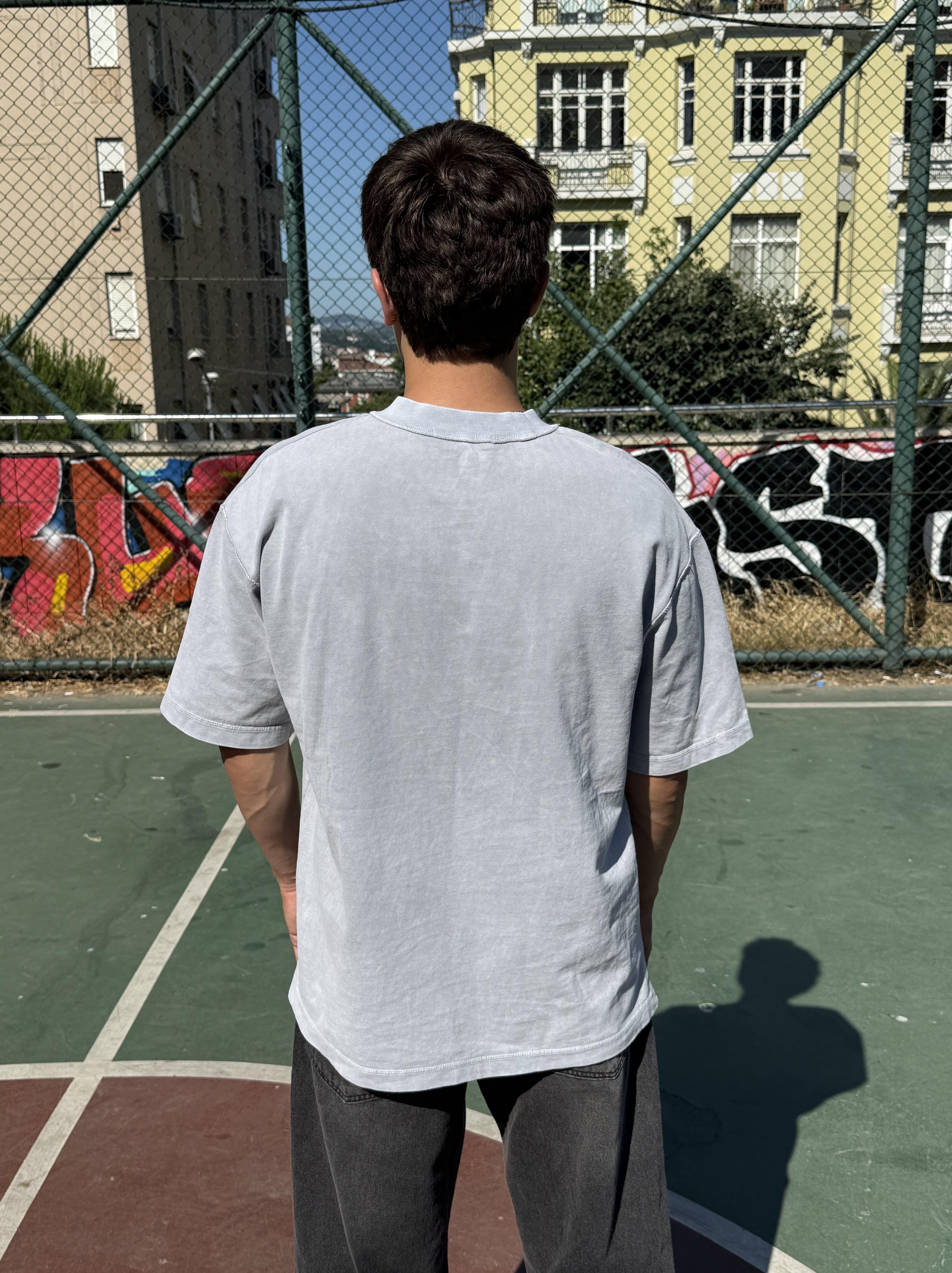 Yıkama Desenli Oversize Tişört