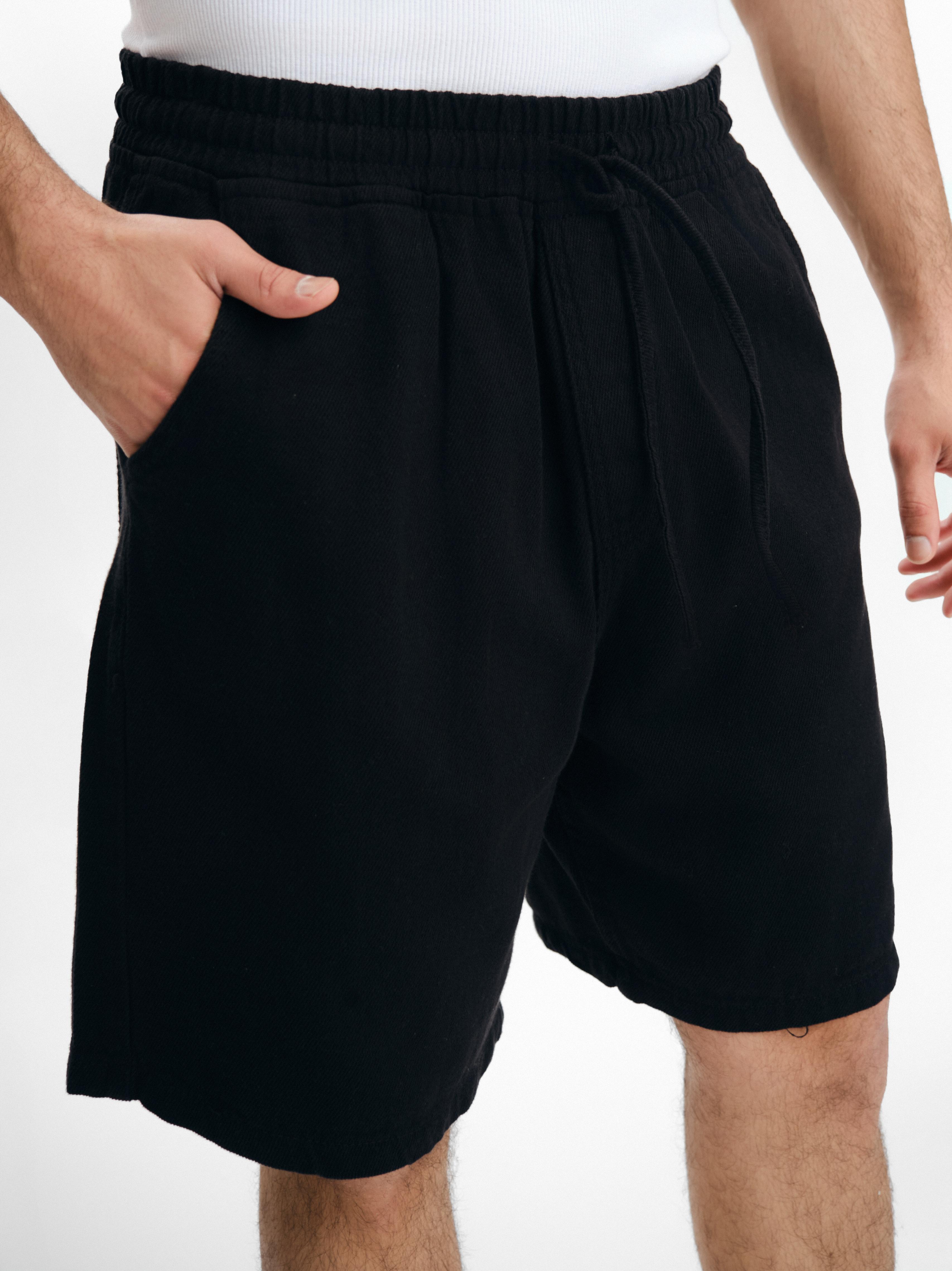 Gabardin Kumaş Baggy Şort - Siyah