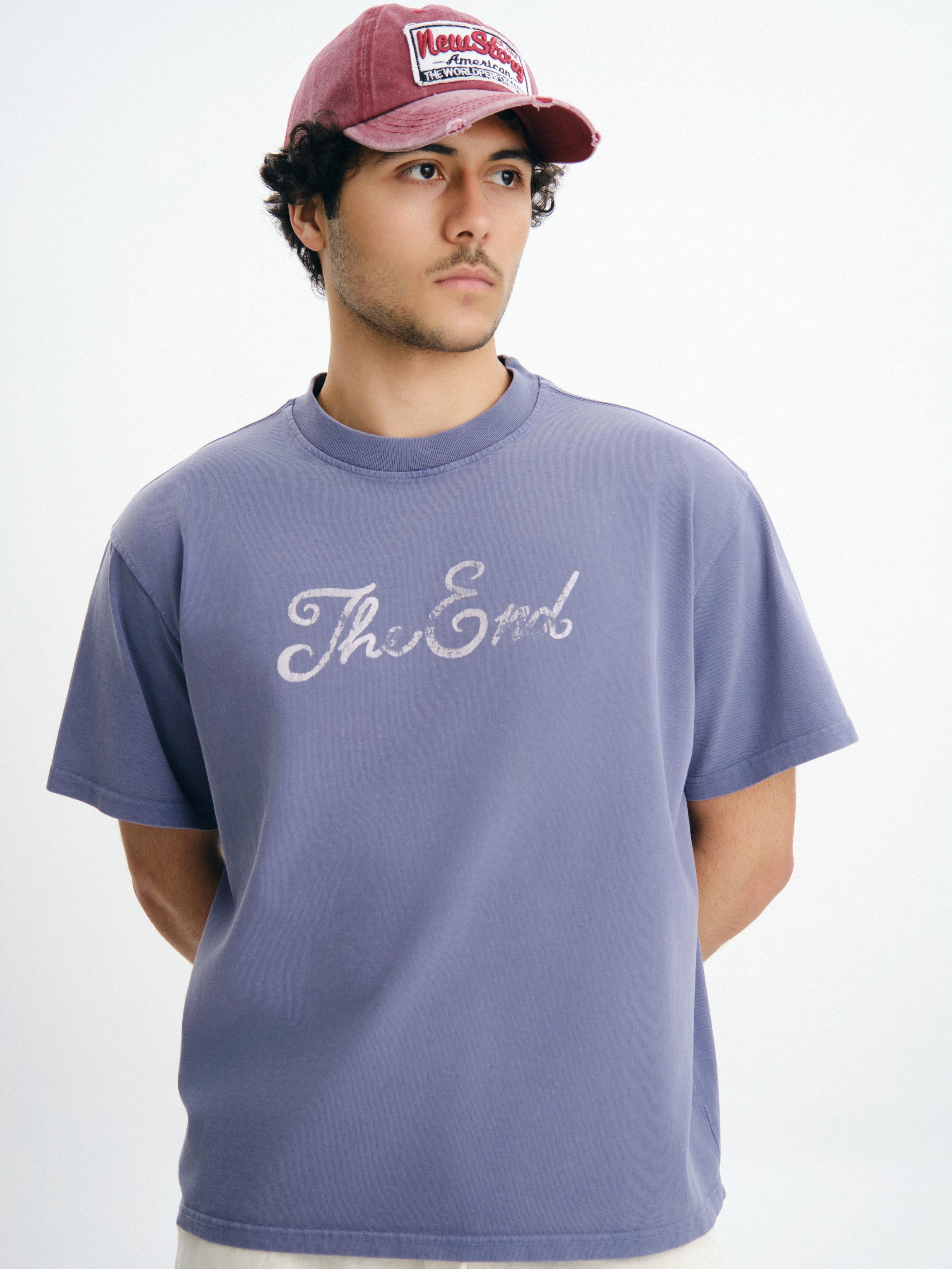 THE END Baskılı Oversize Premium Tişört - Mor