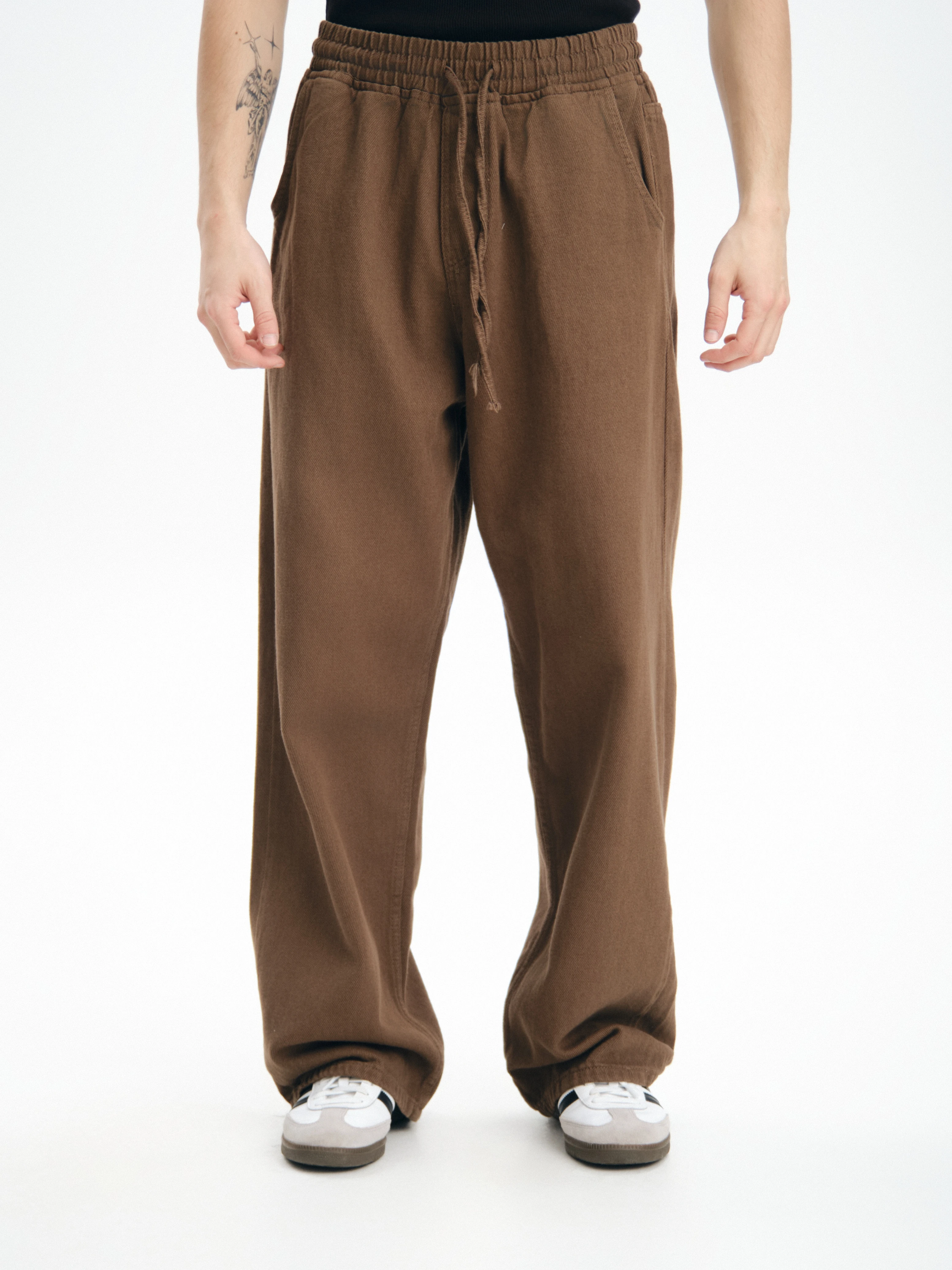 Gabardin Kumaş Baggy Pantolon - Kahve