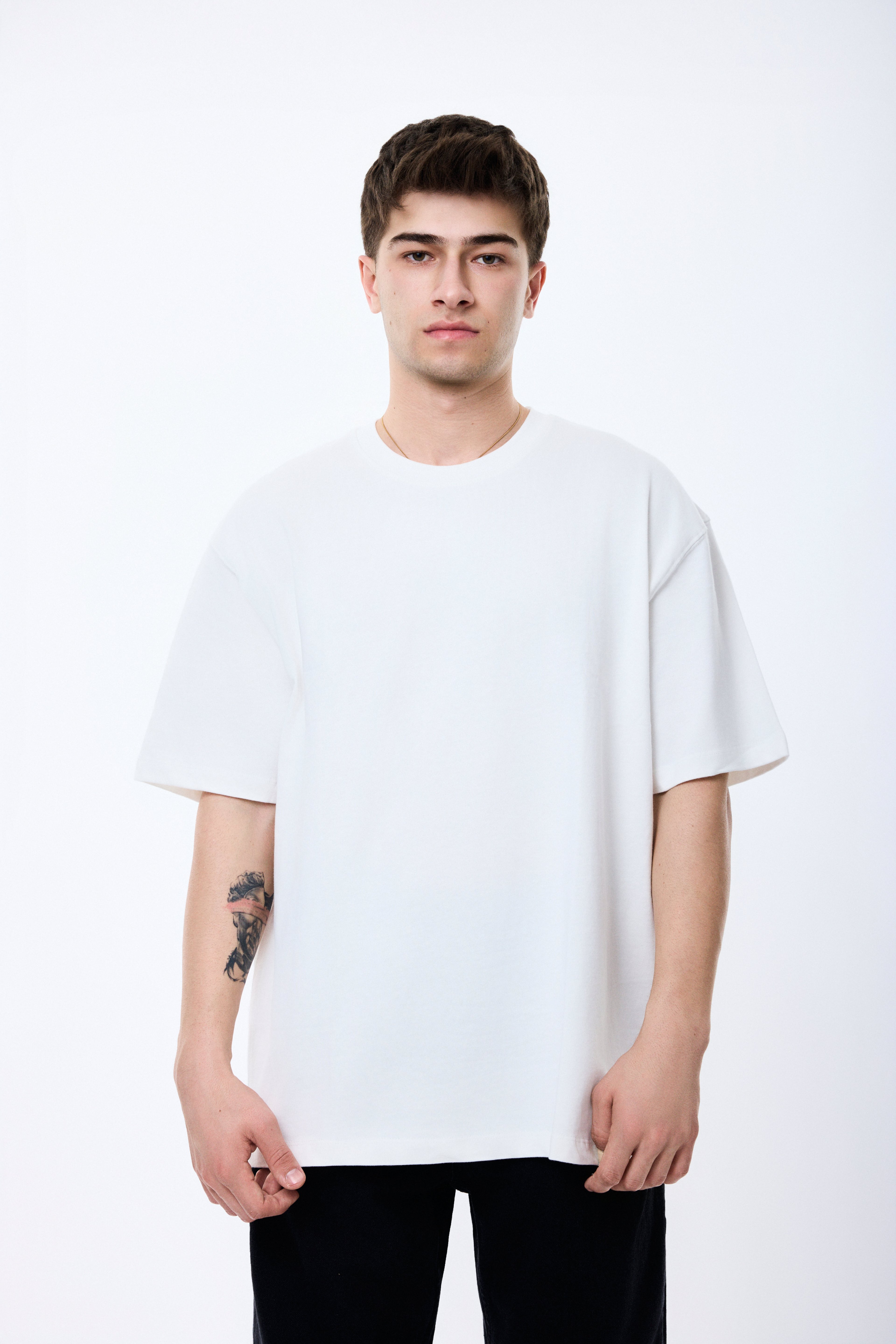 Oversize Basic Premium Kalite Tişört - BEYAZ