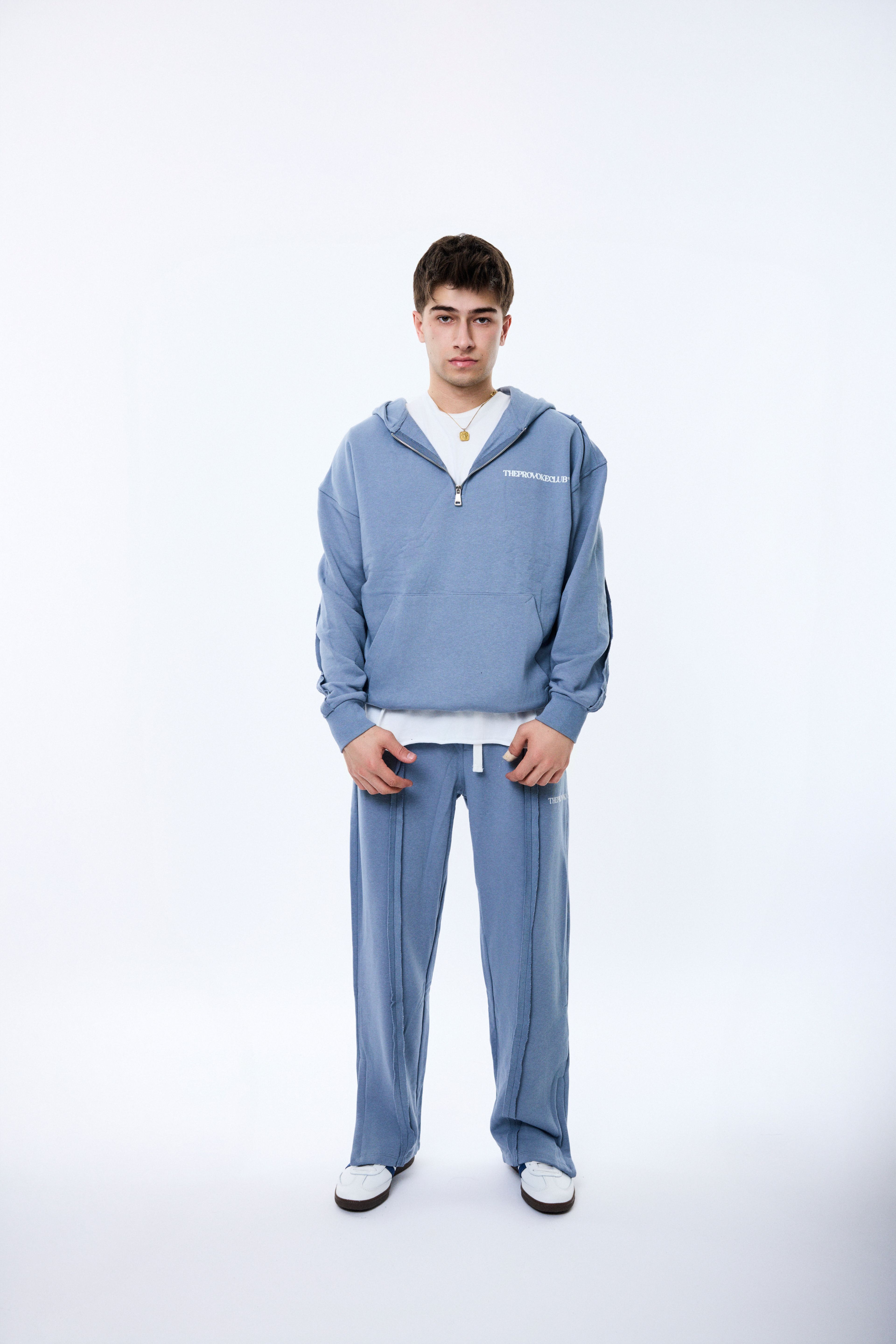 Eşofman Takımı Oversize Paça Fermuar Detaylı - Mavi