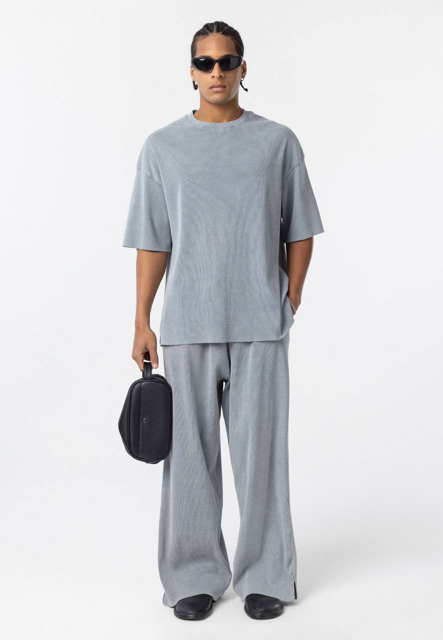 Kaşkorse Kumaş Oversize Eşofman Takımı - Gri