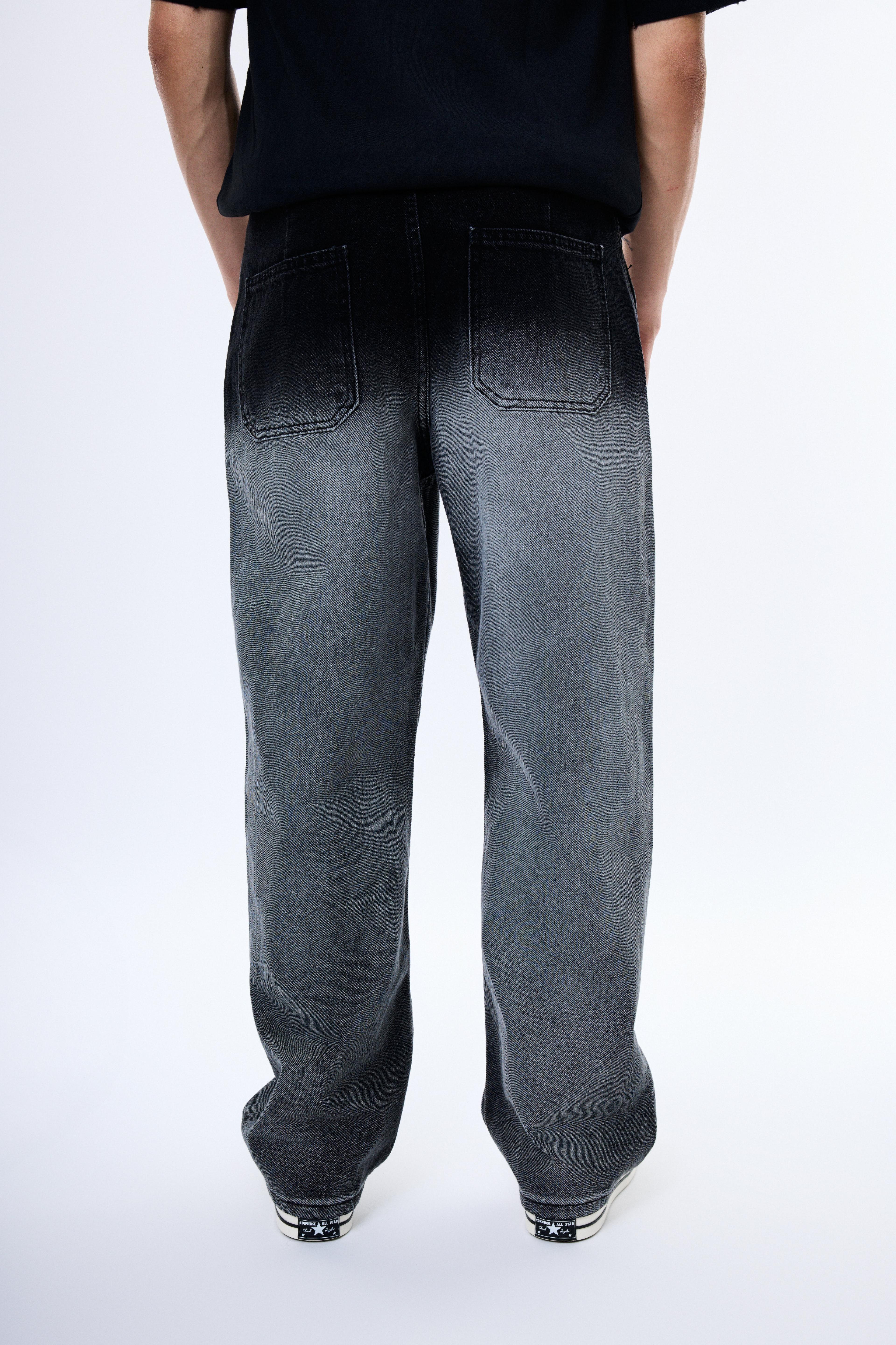 Siyah ve Gri Parçalı Baggy Pantolon