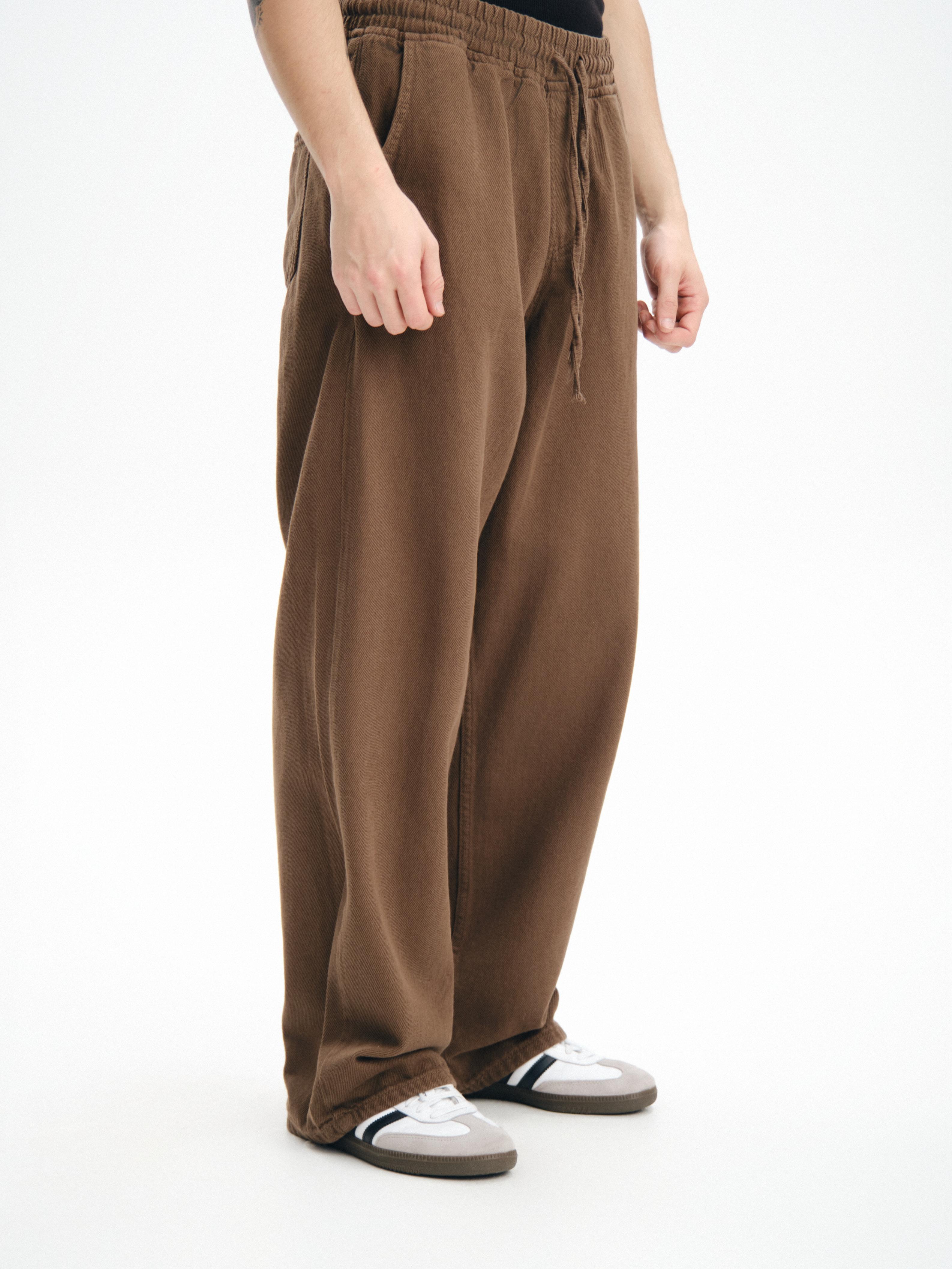 Gabardin Kumaş Kahve Baggy Pantolon