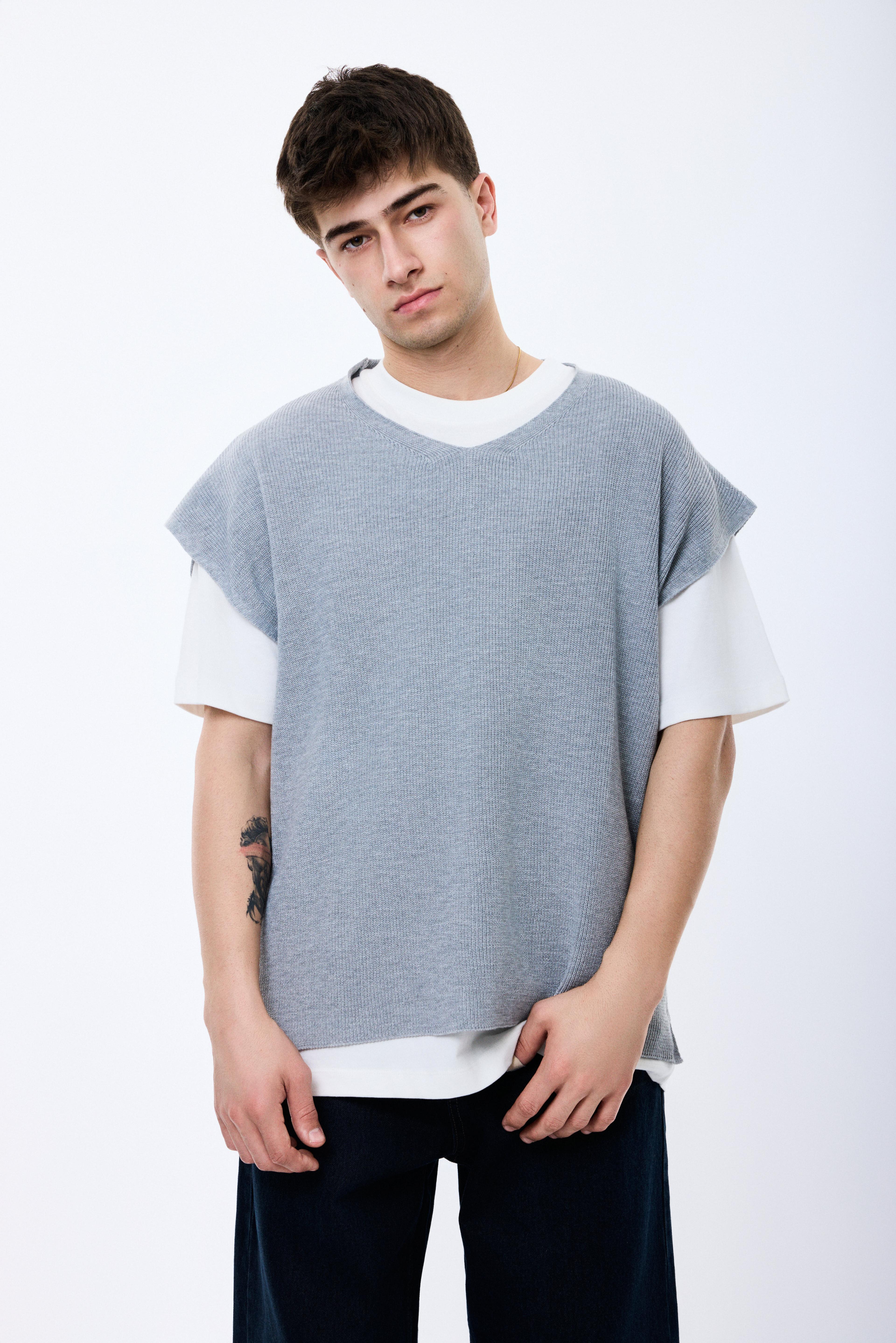 Oversize Triko Süveter - Gri