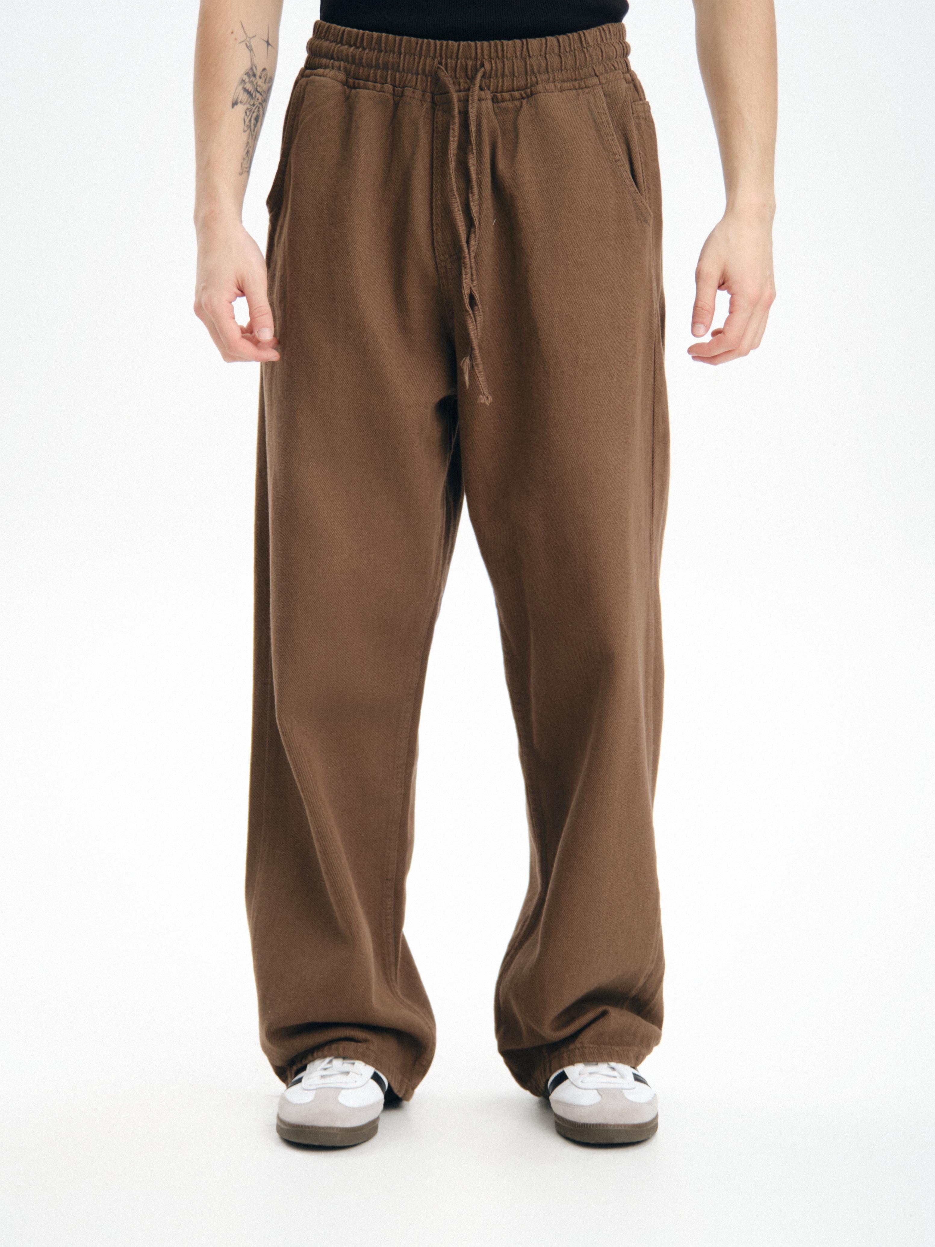 Gabardin Kumaş Kahve Baggy Pantolon