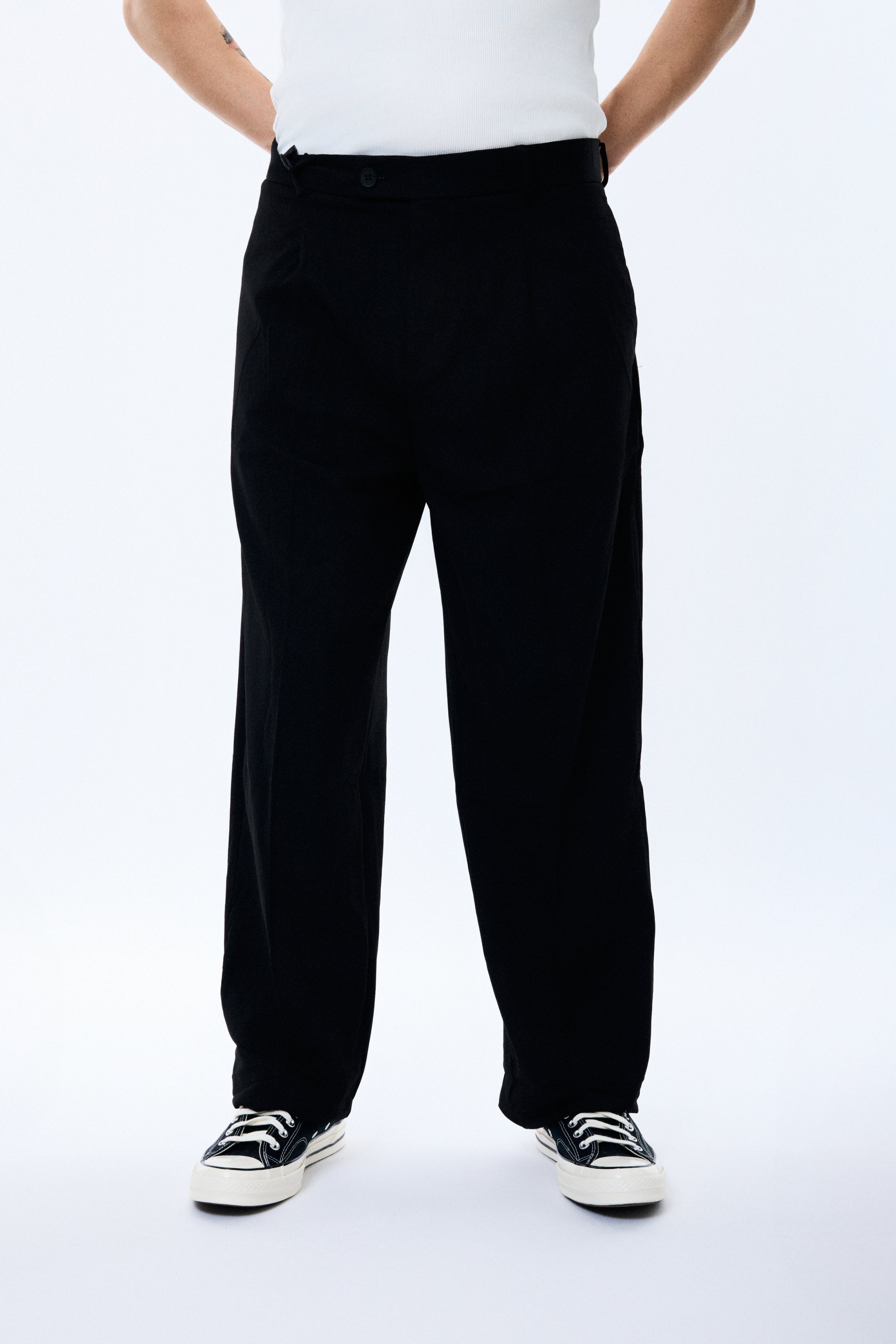 Baggy Kumaş Pantolon - SİYAH