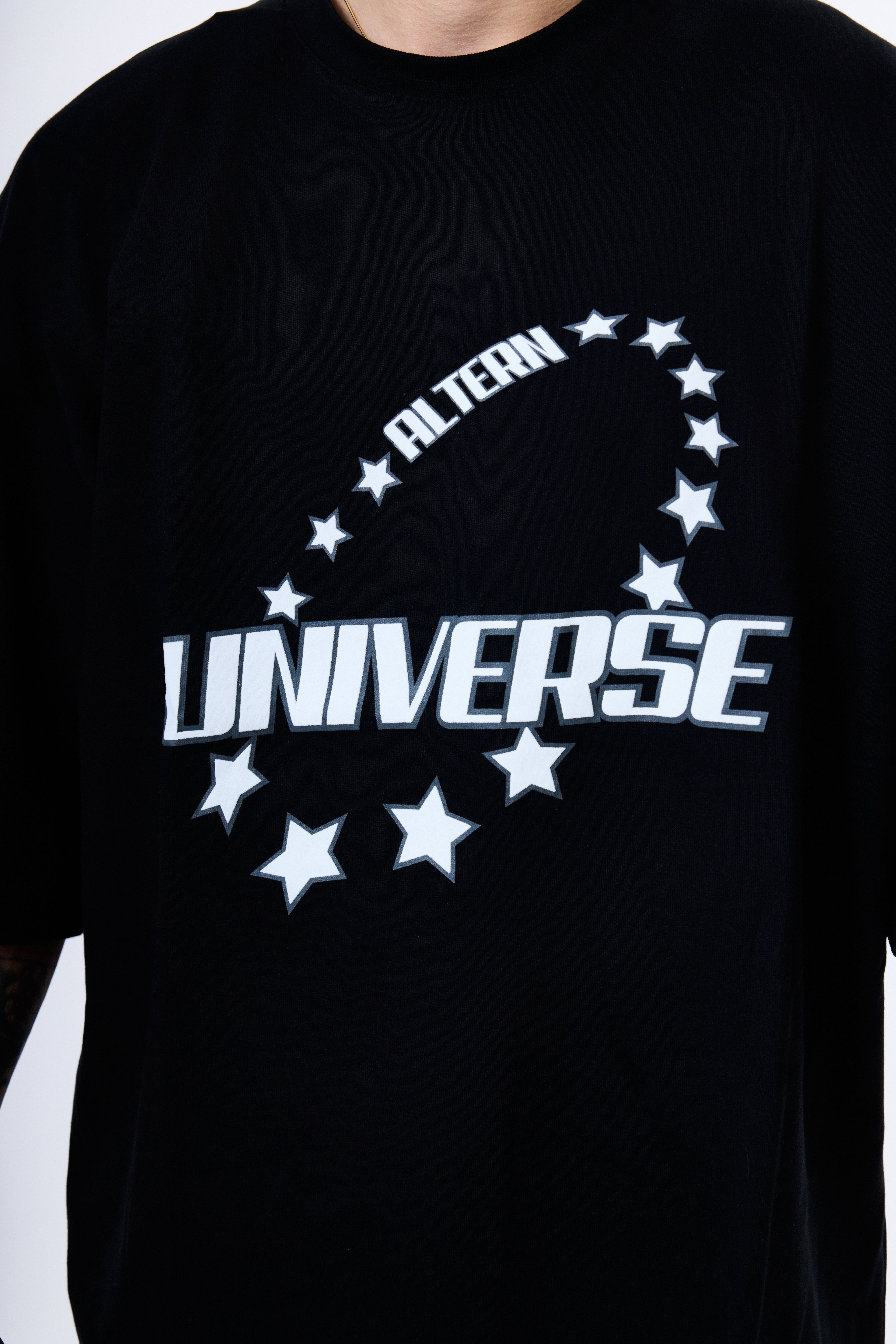 Universe Star Baskılı Oversize Tişört