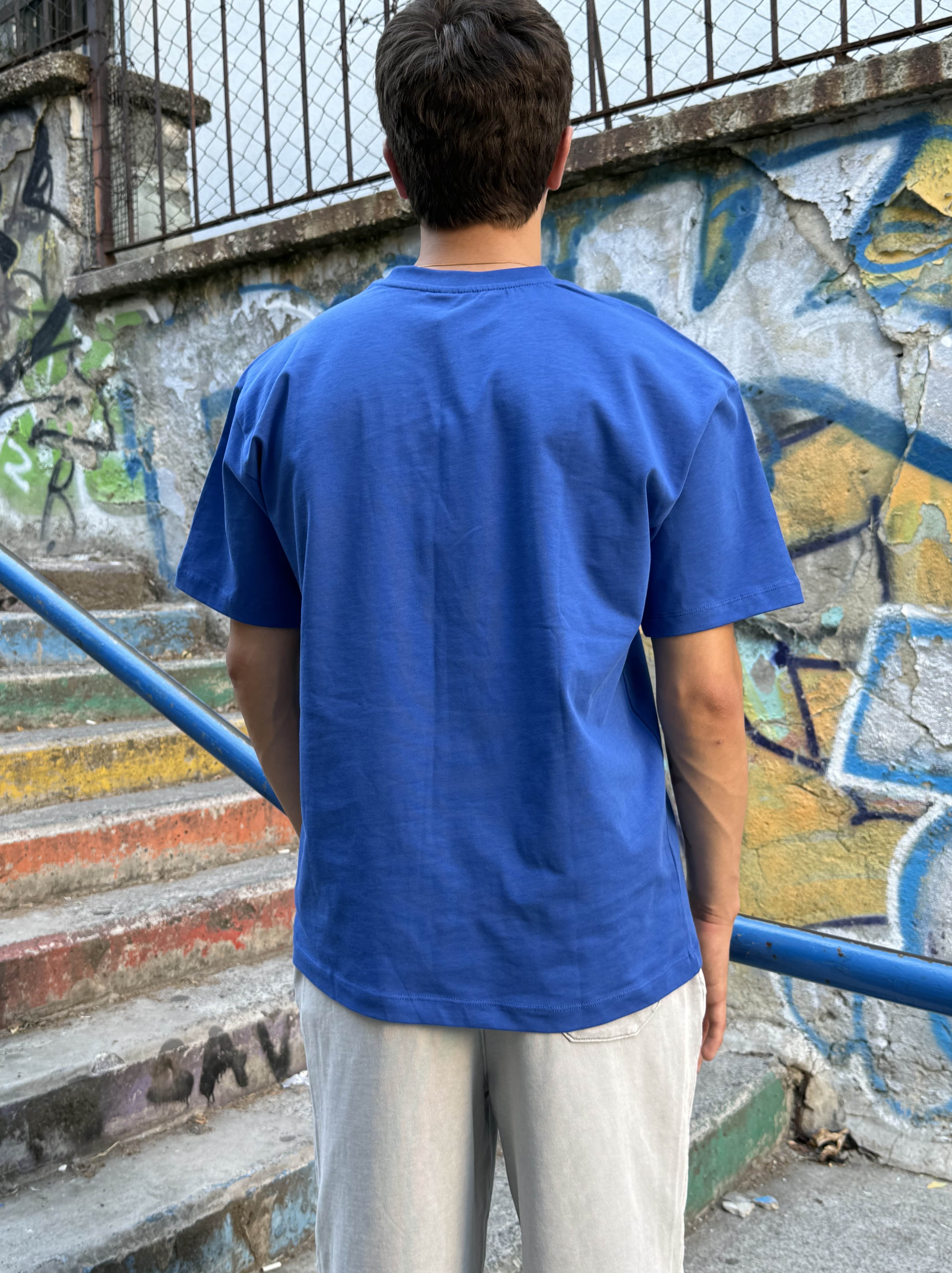 Saks Mavisi Oversize Premium Tişört