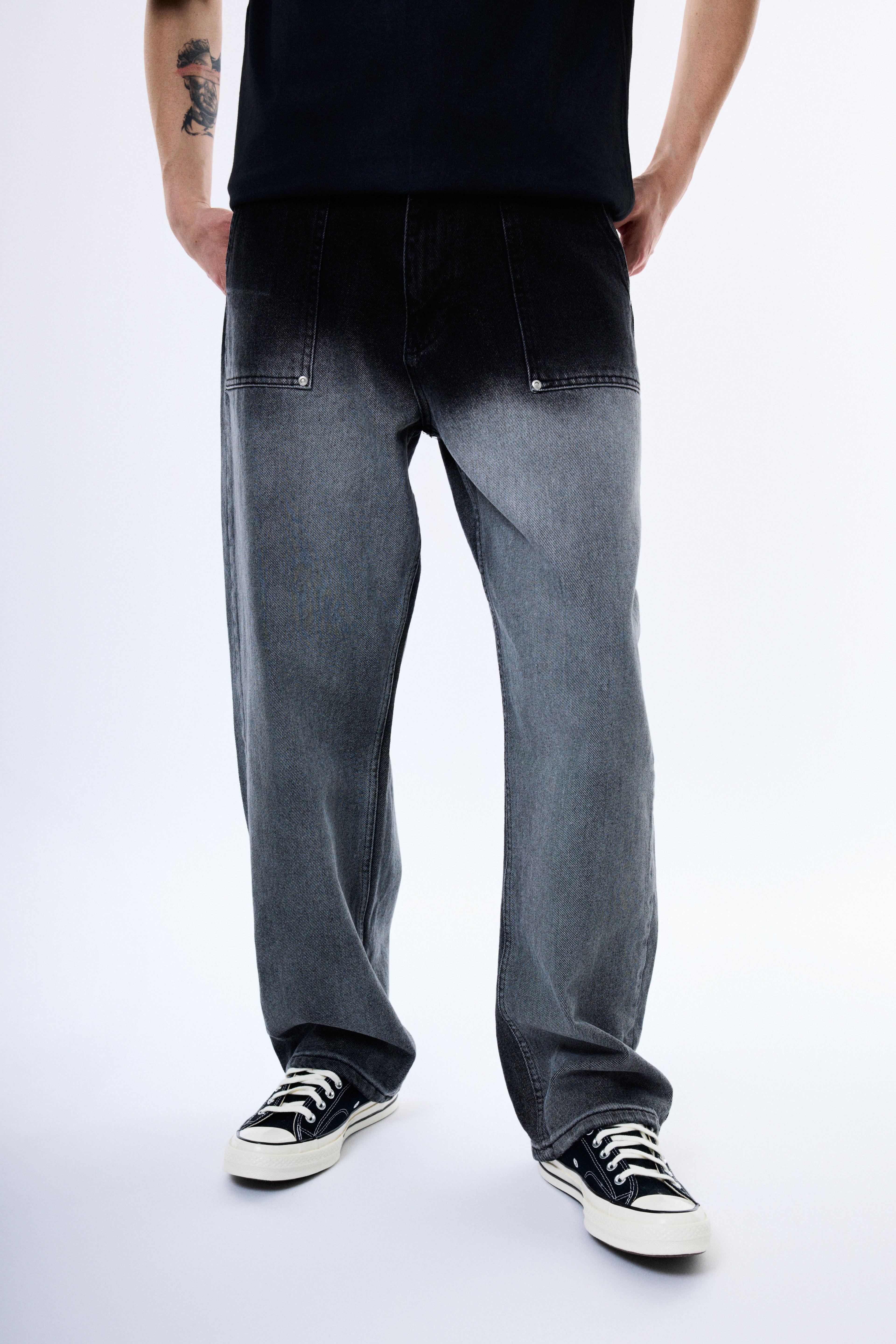 Siyah ve Gri Parçalı Baggy Pantolon