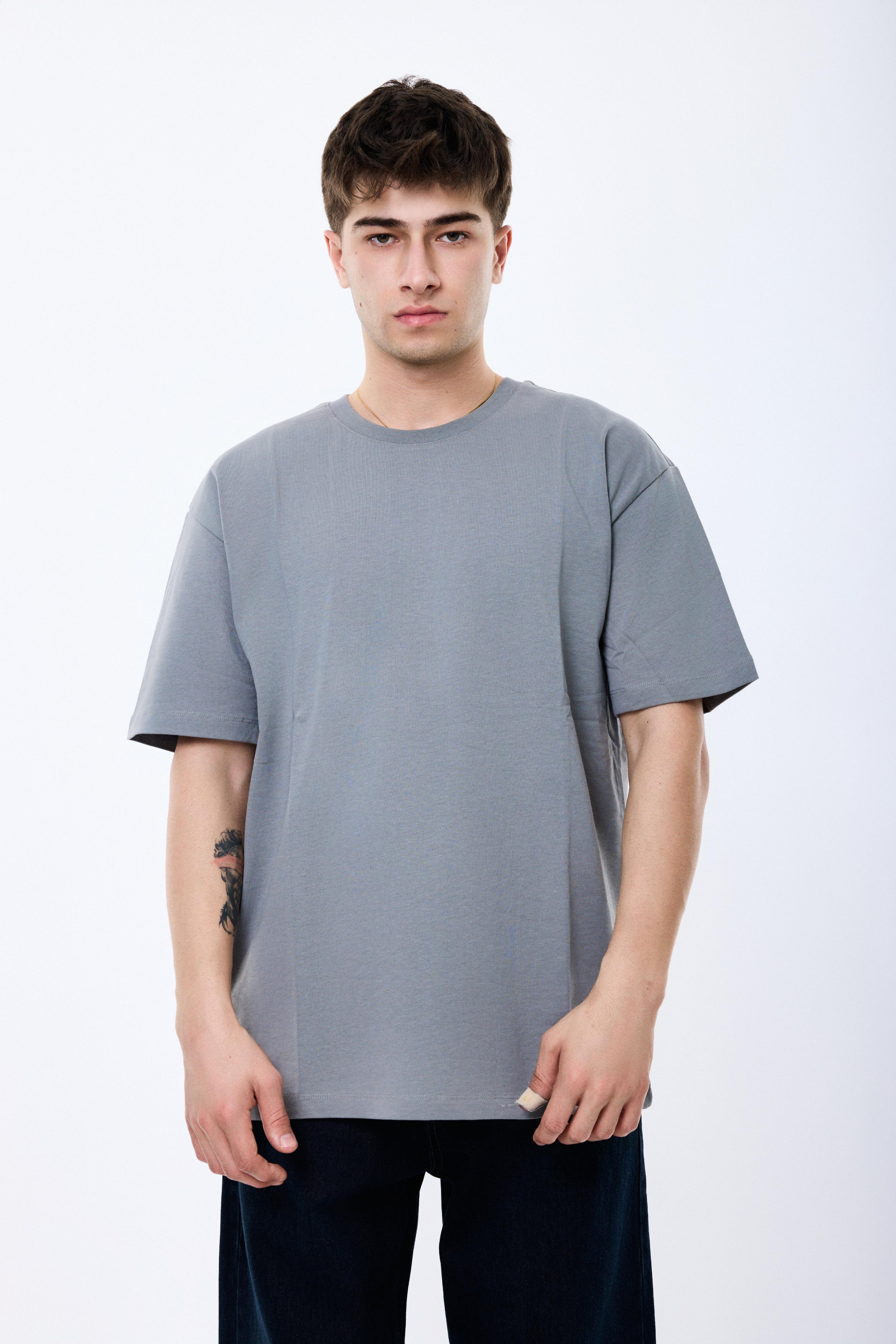 Oversize Basic Premium Kalite Tişört - Gri