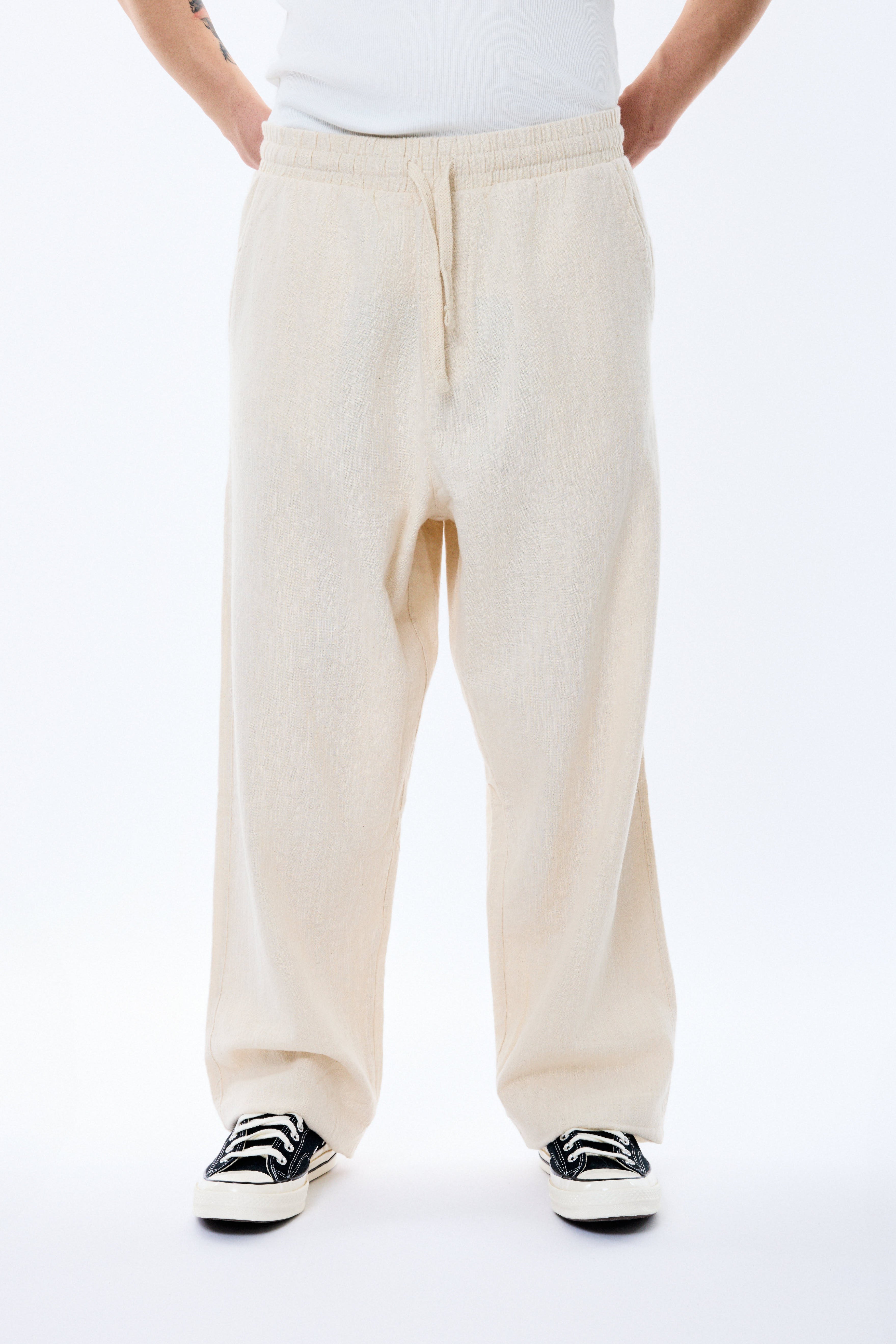 Keten Baggy Pantolon - Krem