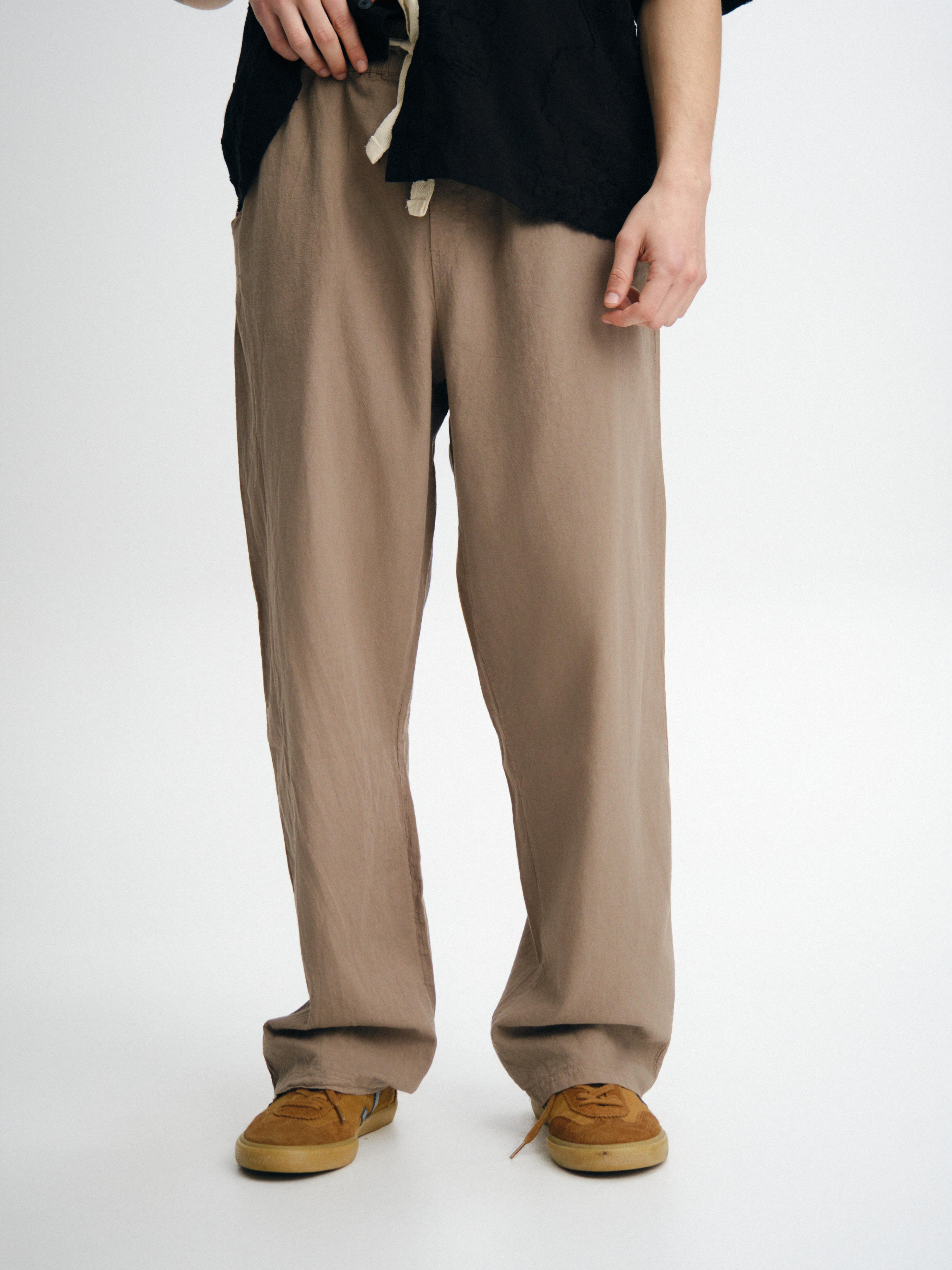 Oversize Keten Pantolon - Kahve