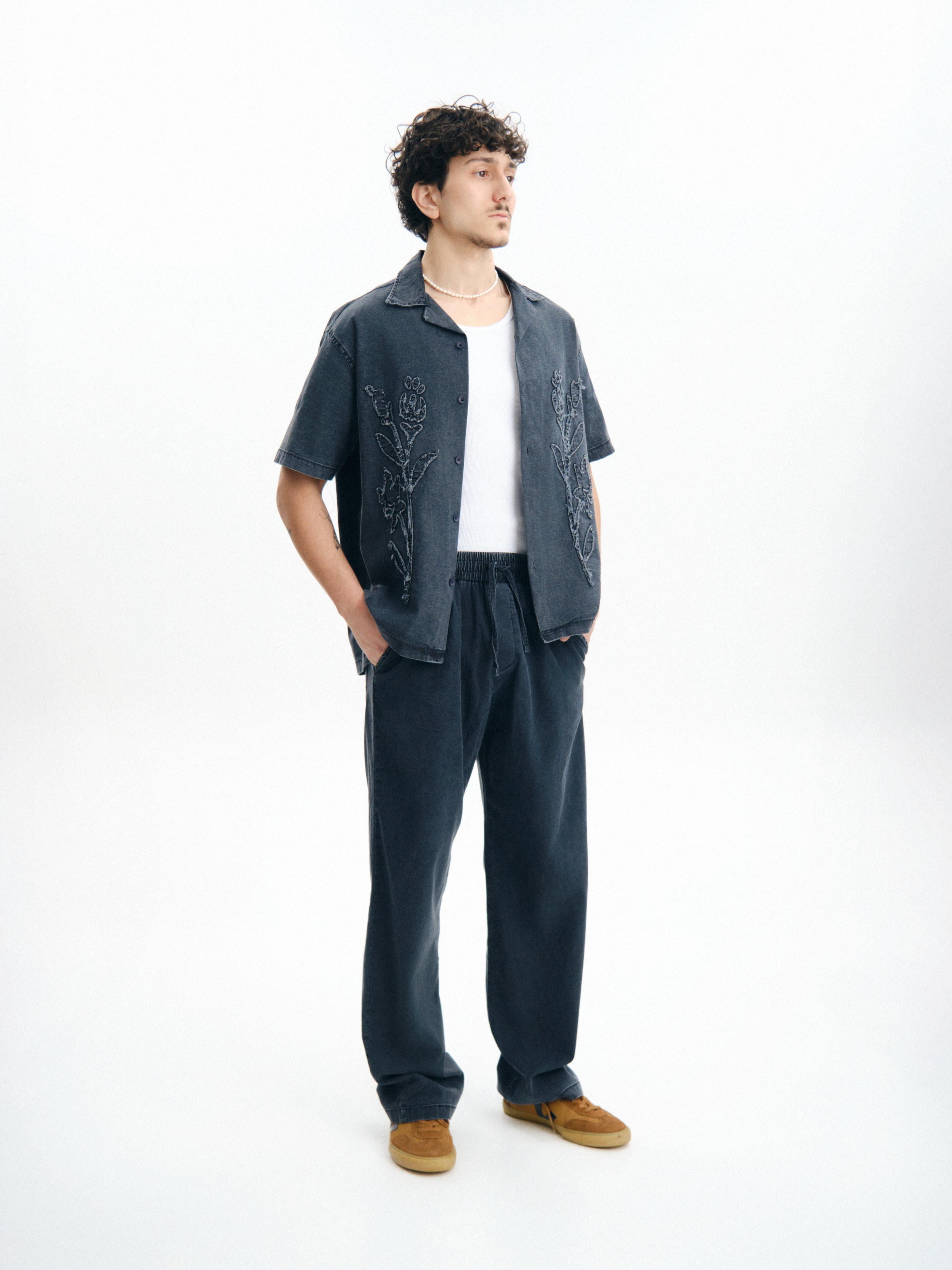 Tensel Kumaş Kısakollu Oversize Gömlek