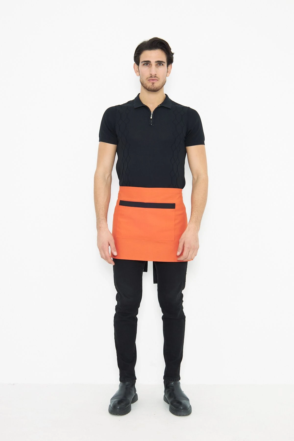 Su İtici Leke Tutmaz Kafe Barista Seramik Pasta Aşçı Garson Çiçekçi Restoran Cafe Apron Erkek Önlük - turuncu