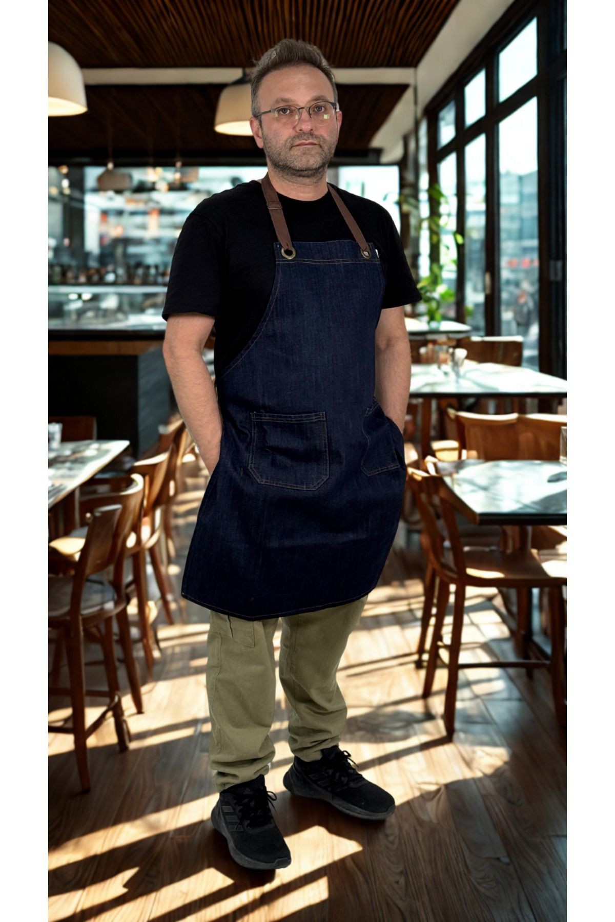 Kot Denim Önlük Mutfak Kafe Barista Çiçekçi Çikolatacı Kuaför Atölye Boyama Unisex