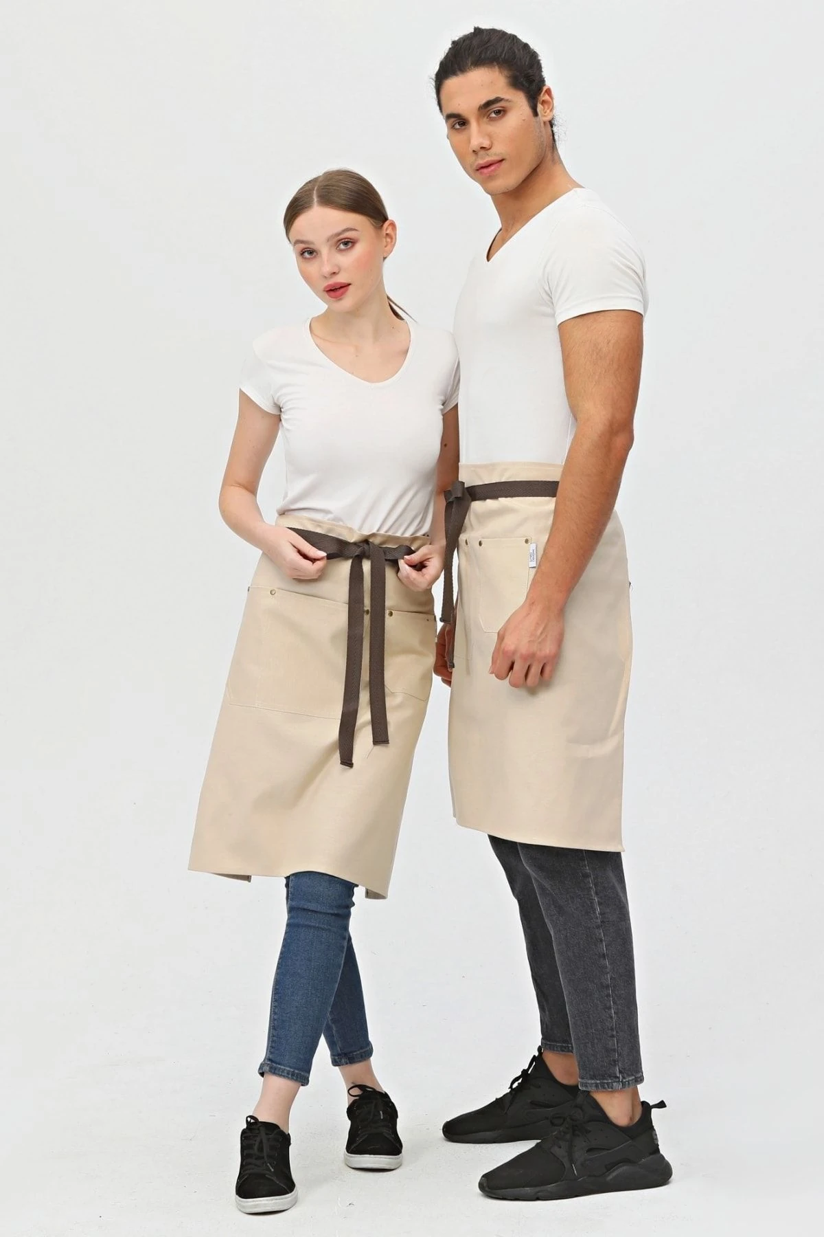 Garson, Barista, Kafe, Barmen, Çiçekçi, Mutfak Önlükleri, Leke Tutmaz, Bay, Bayan, Uzun Yarım Önlük - bej