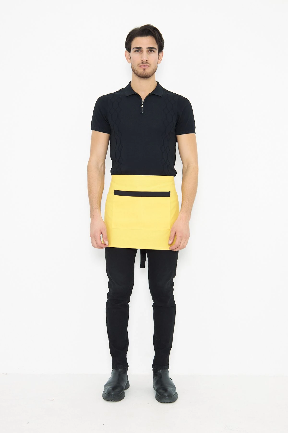 Su İtici Leke Tutmaz Kafe Barista Seramik Pasta Aşçı Garson Çiçekçi Restoran Cafe Apron Erkek Önlük - sarı