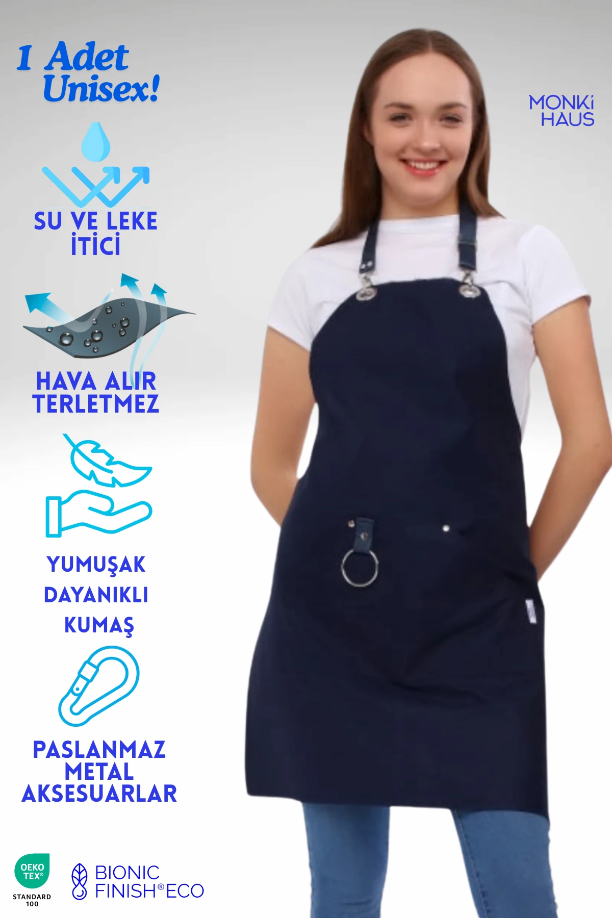 Cafe Barista Kuaför Barmen Çiçekçi Mutfak Önlükleri Leke Tutmaz Bordo - lacivert