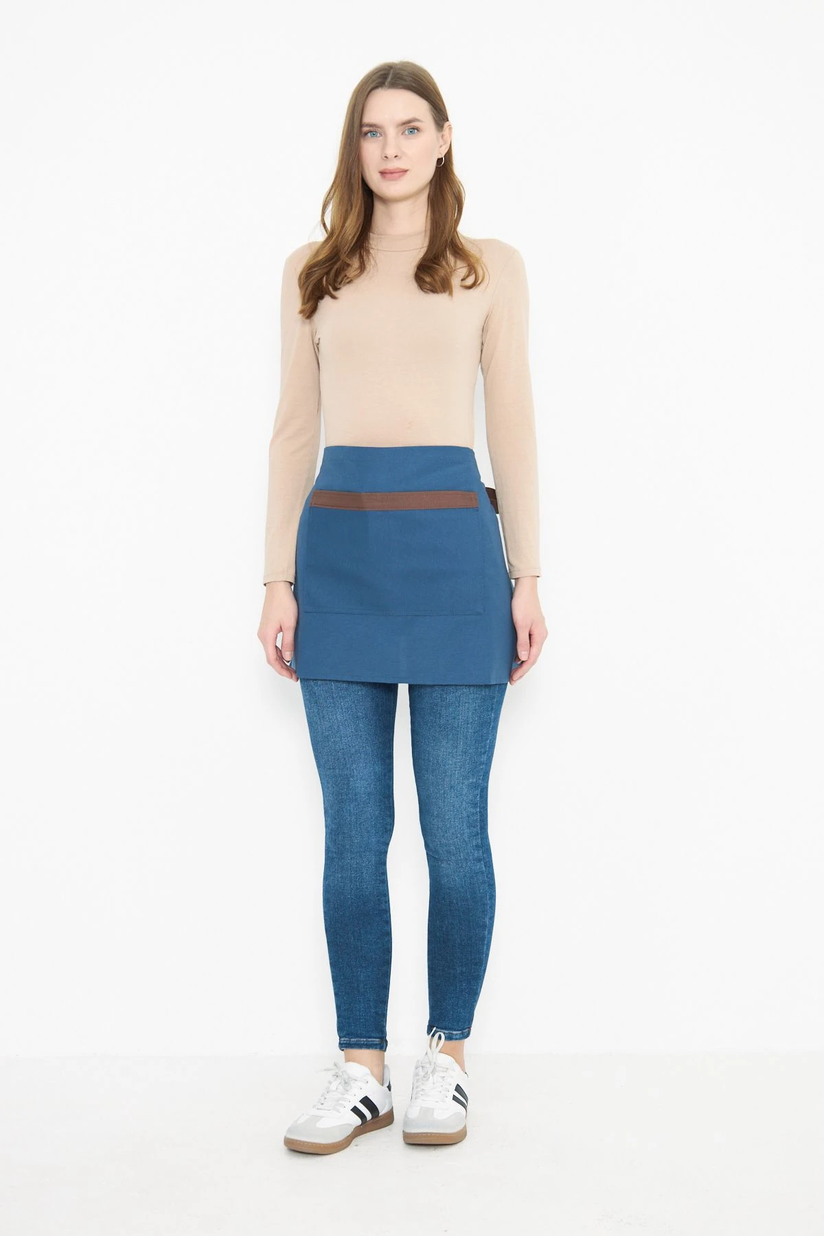 Su İtici Leke Tutmaz Kafe Barista Seramik Pasta Aşçı Garson Çiçekçi Restoran Cafe Apron Kadın Önlük - lacivert