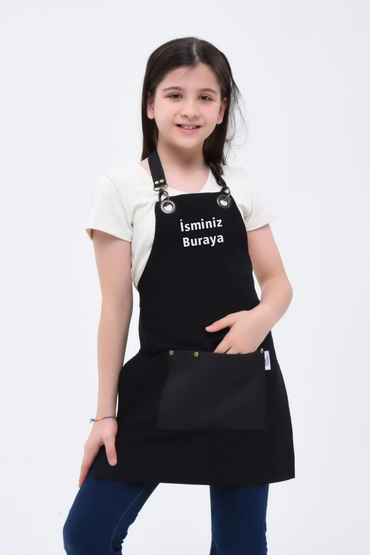 Cute Kurukafa Nakışlı Leke Tutmaz Çocuk Önlük Mutfak Boyama Hobi Okul Aktivite Çocuk Önlüğü Unisex - siyah