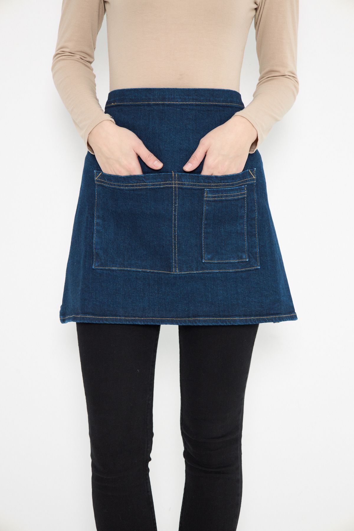 Kafe Barista Seramik Pasta Aşçı Garson Çiçekçi Restoran Cafe Apron Unisex Yarım Kot Önlük - kot denim kadın