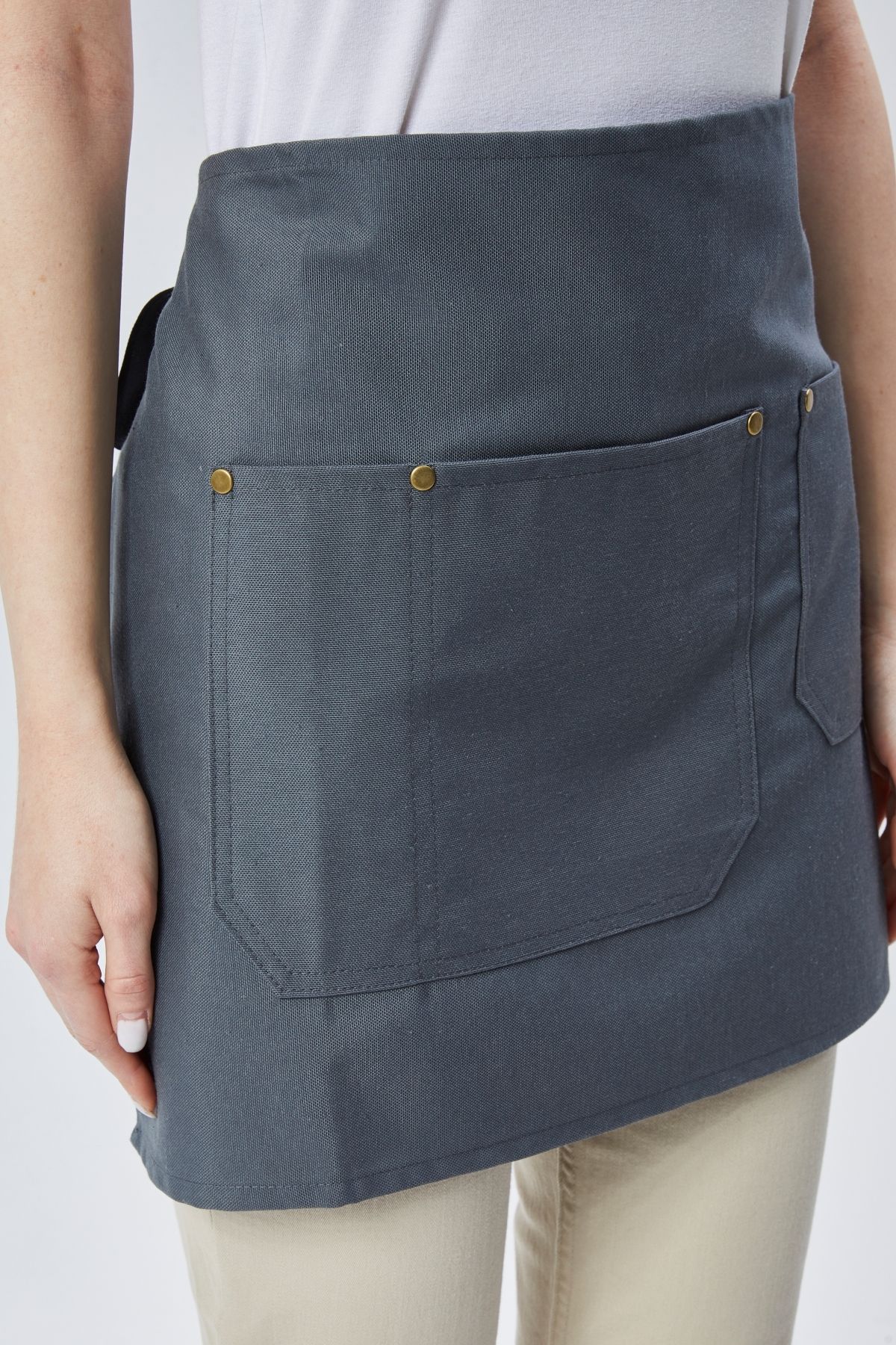 Cafe, Barista, Kuaför, Barmen, Çiçekçi, Mutfak Önlük, Leke Tutmaz, Gri Antrasit Yarım Kısa Önlük