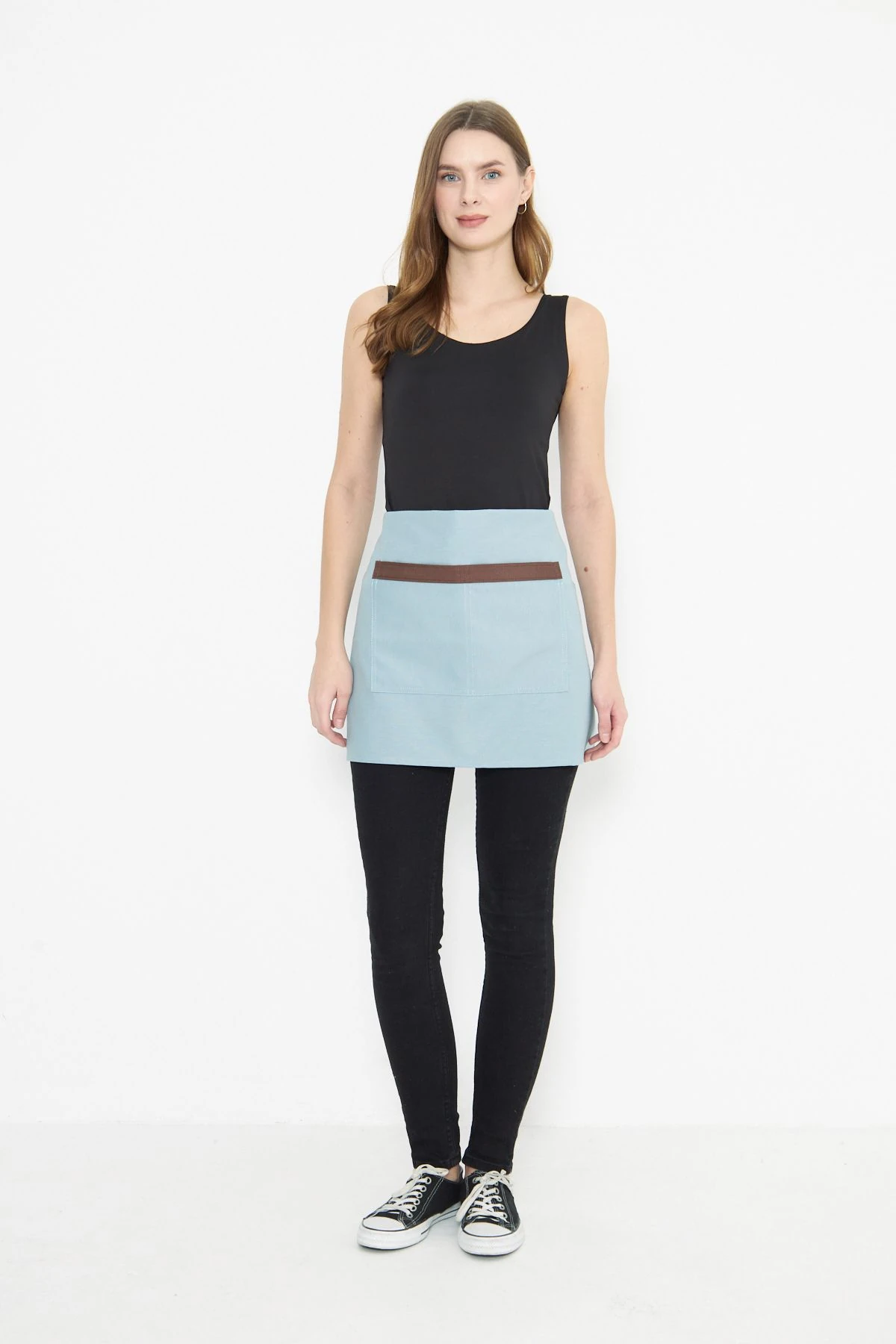 Su İtici Leke Tutmaz Kafe Barista Seramik Pasta Aşçı Garson Çiçekçi Restoran Cafe Apron Kadın Önlük - mavi