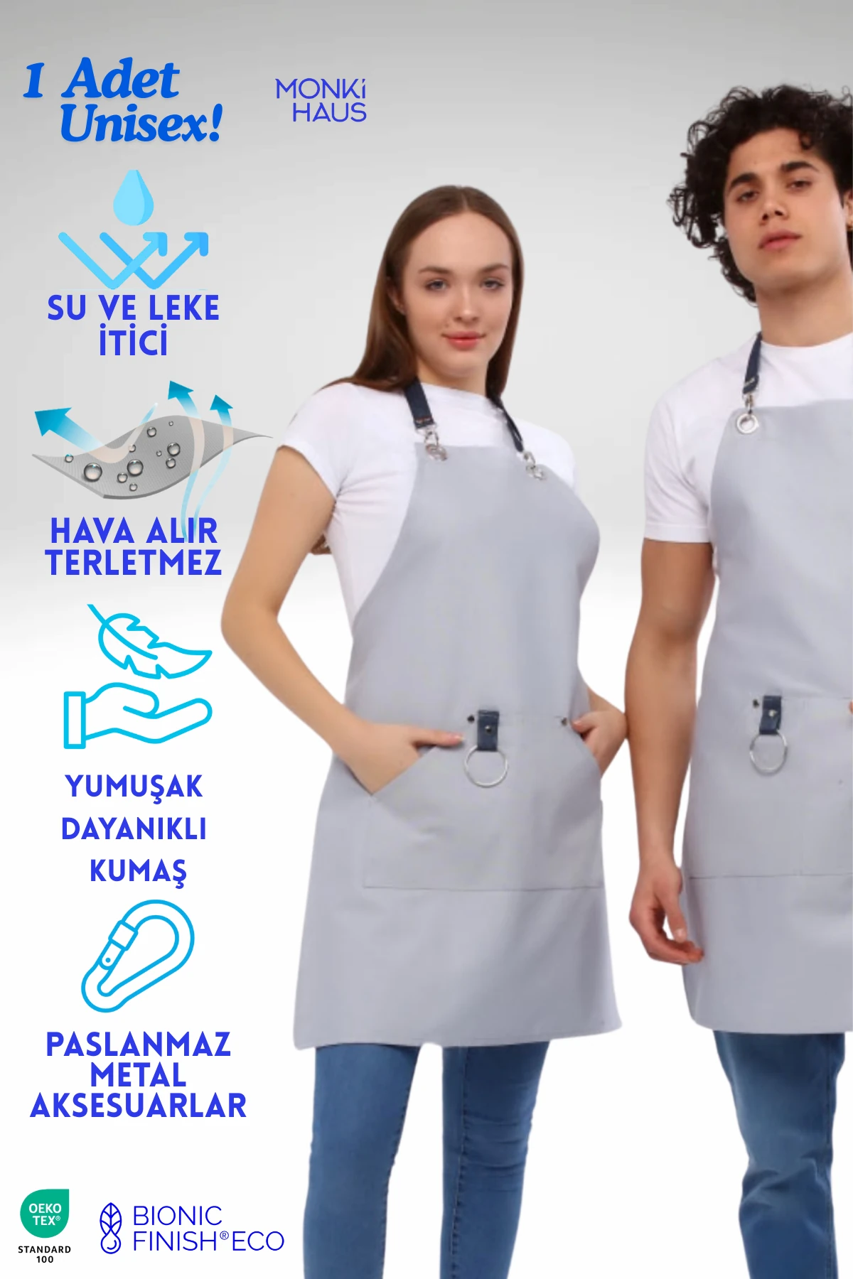 Cafe Barista Kuaför Barmen Çiçekçi Mutfak Önlükleri Leke Tutmaz Bordo - gri