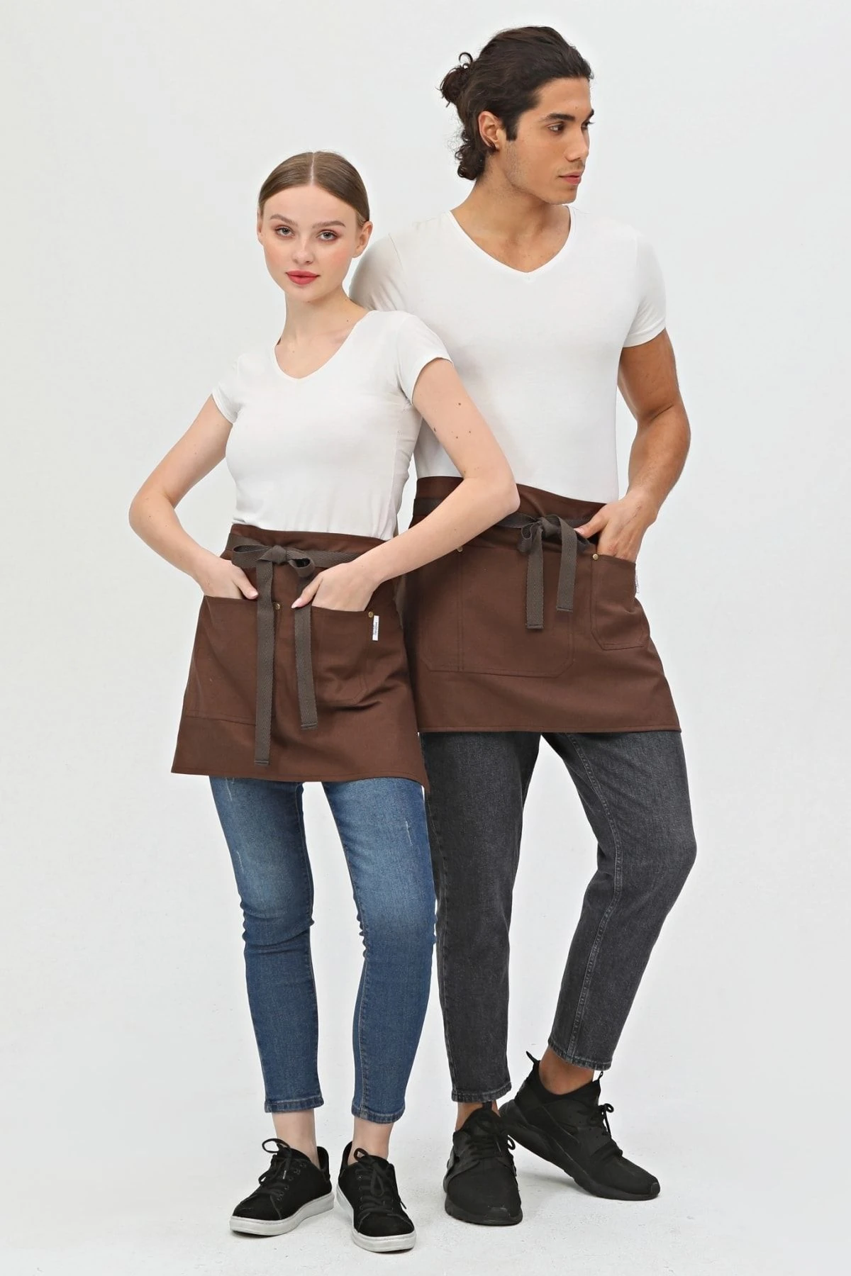 Cafe, Barista, Kuaför, Barmen, Çiçekçi, Mutfak Önlük, Leke Tutmaz, Gri Antrasit Yarım Kısa Önlük - kahve