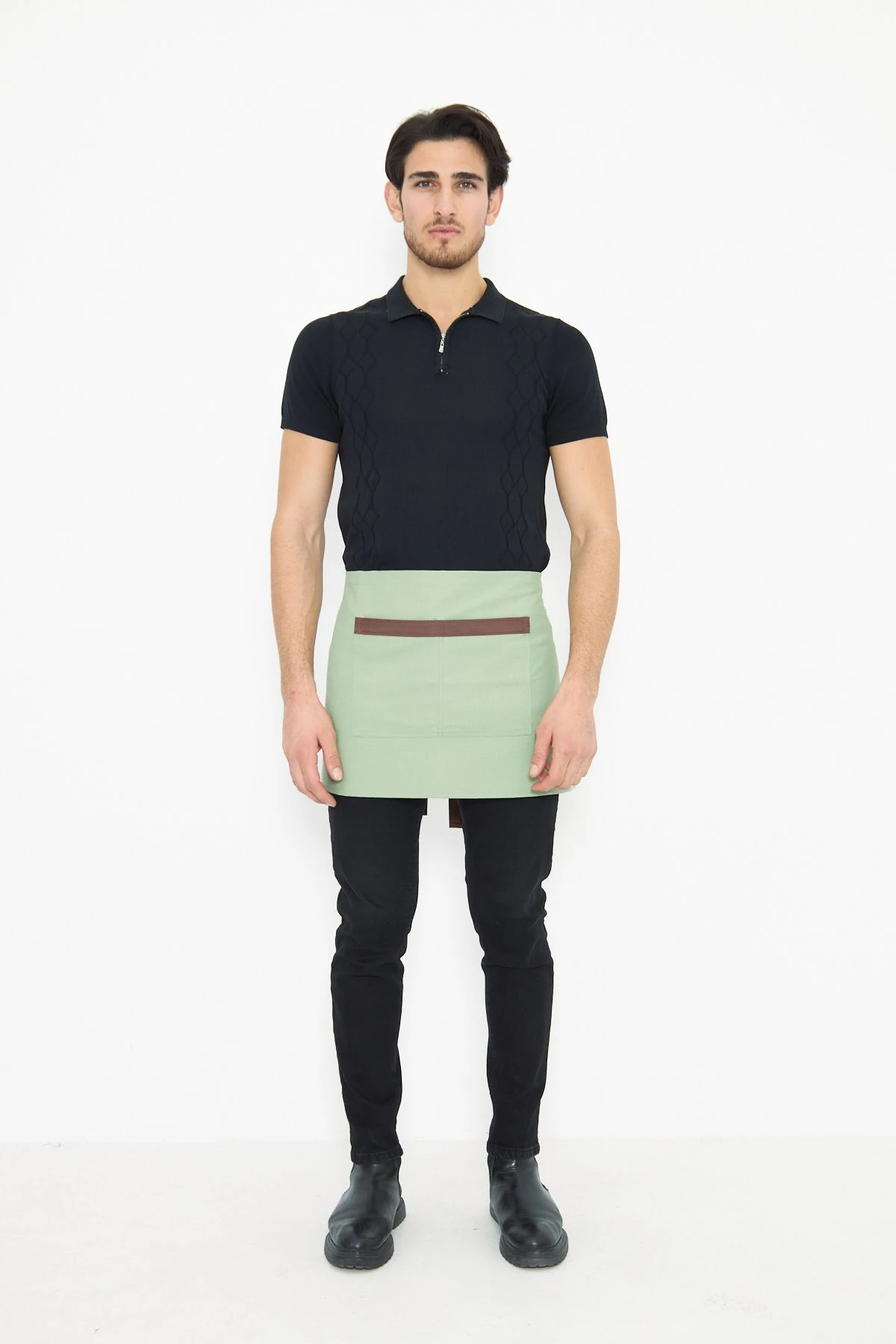 Su İtici Leke Tutmaz Kafe Barista Seramik Pasta Aşçı Garson Çiçekçi Restoran Cafe Apron Erkek Önlük - mint yeşil
