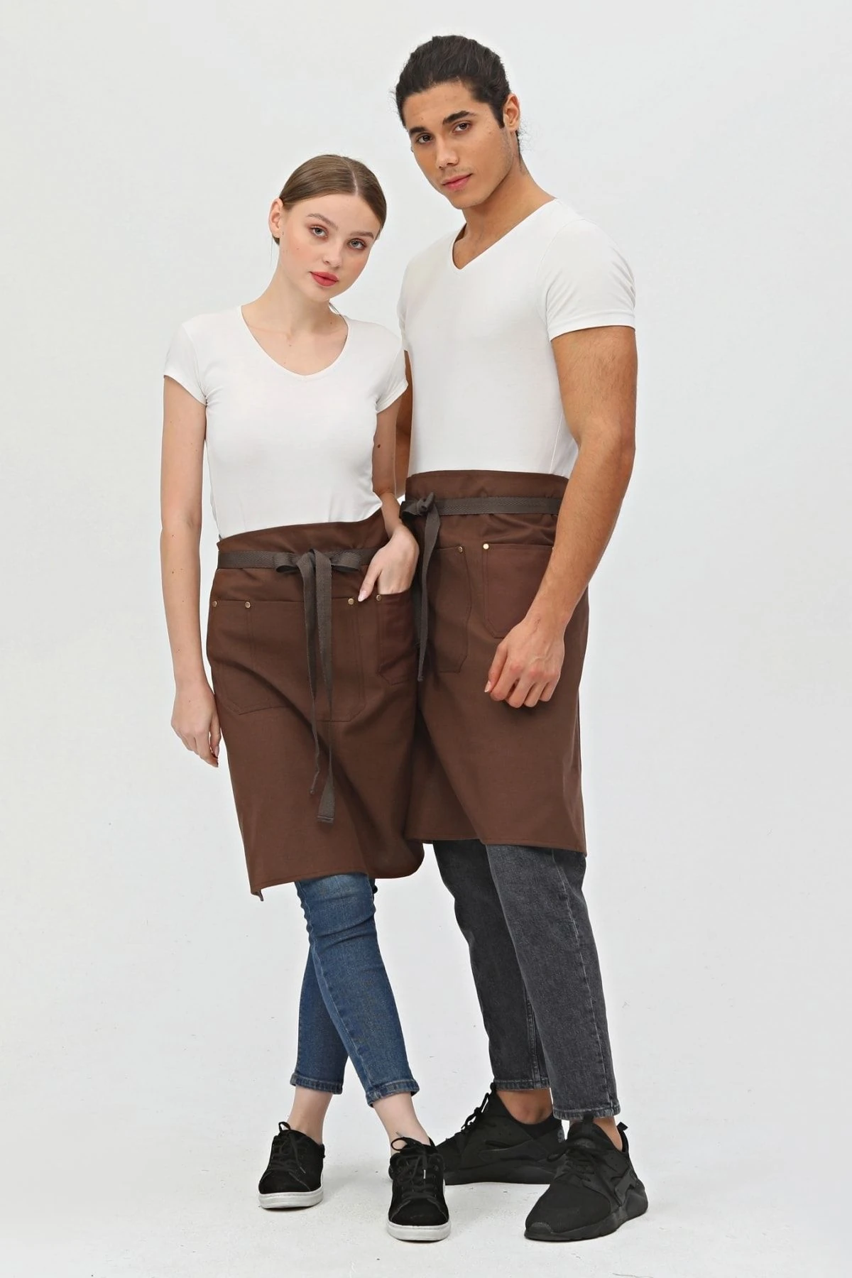 Garson, Barista, Kafe, Barmen, Çiçekçi, Mutfak Önlükleri, Leke Tutmaz, Bay, Bayan, Uzun Yarım Önlük - kahve