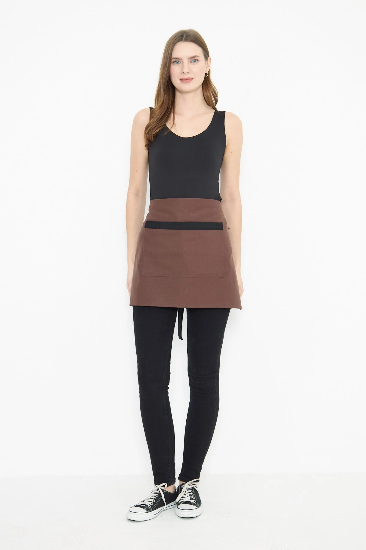 Su İtici Leke Tutmaz Kafe Barista Seramik Pasta Aşçı Garson Çiçekçi Restoran Cafe Apron Kadın Önlük - kahverengi