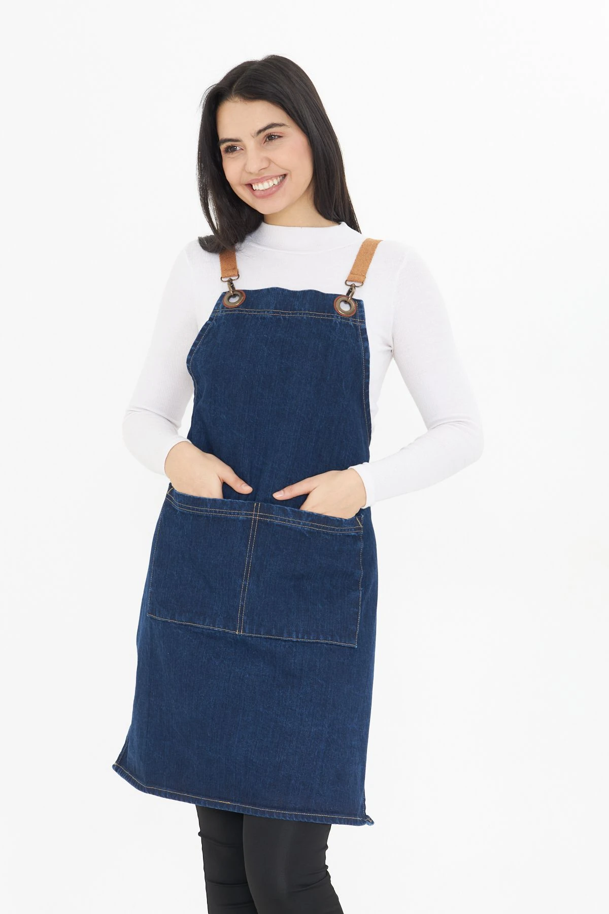 Kafe Barista Seramik Pasta Aşçı Garson Çiçekçi Restoran Cafe Denim Apron Unisex Kot Önlük - mavi