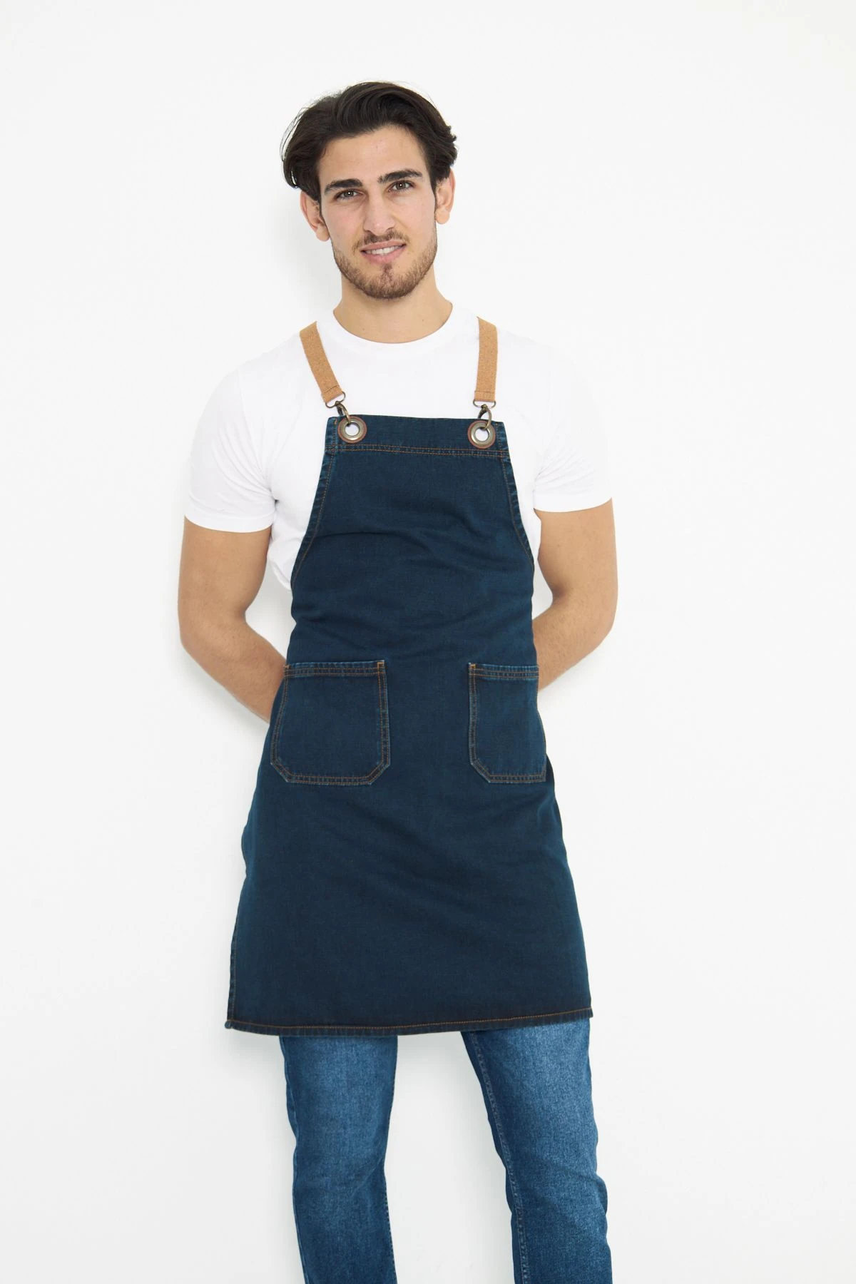 Kafe Barista Seramik Pasta Aşçı Garson Çiçekçi Restoran Cafe Denim Apron Unisex Kot Önlük - lacivert