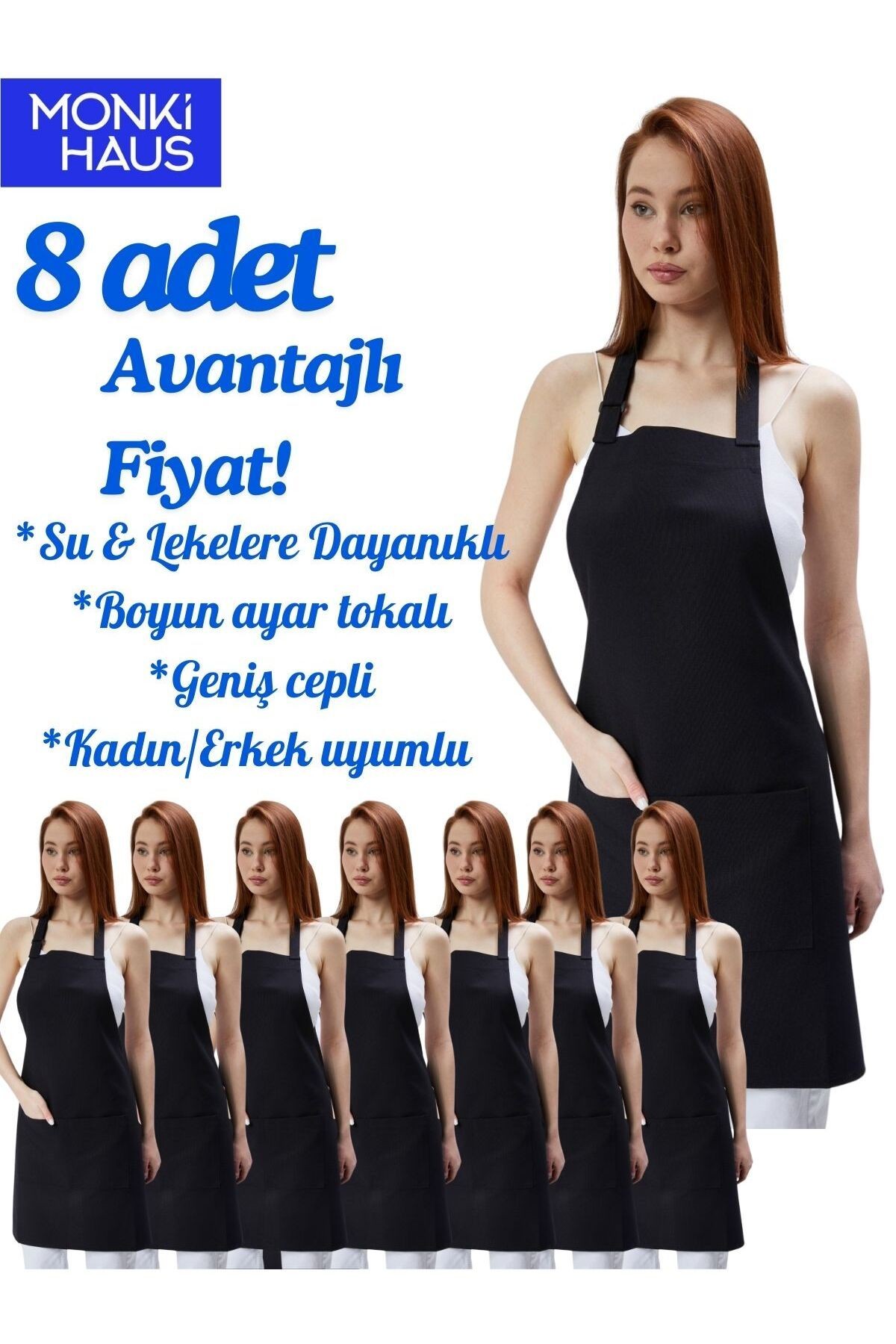 Siyah Mutfak Önlüğü Toptan Avantajlı Fiyat Aşçı Çiçekçi Barista Kafe Cafe Restoran Garson