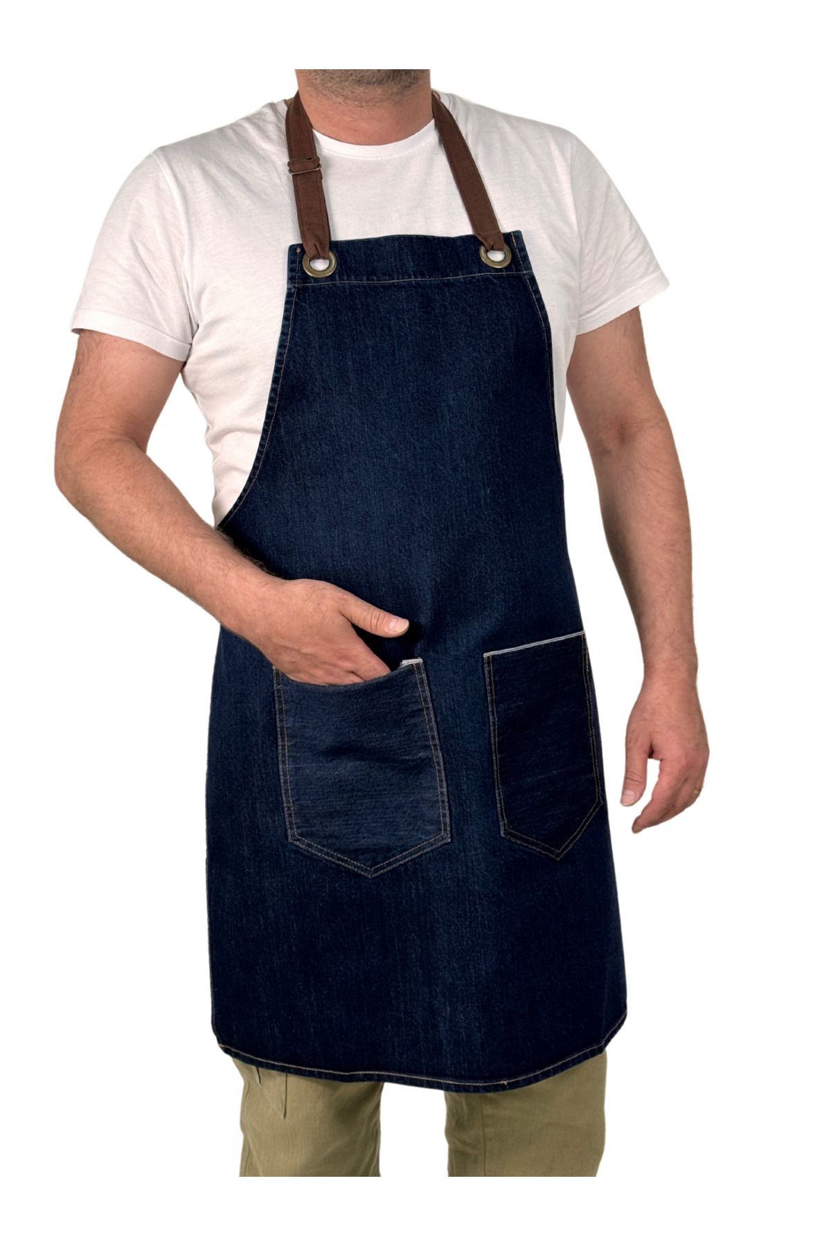 Denim önlük, çiçekçi, barista, aşçı, kuafor, atölye, mutfak işleri önlük apron