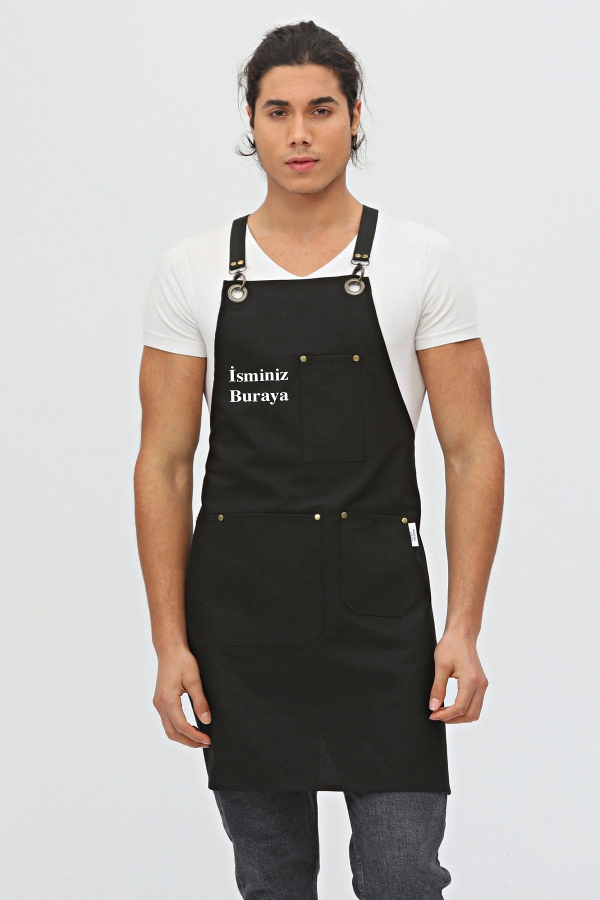 Kişiye Özel Isim Nakışlı Önlük Mutfak Kafe Chef Barista Garson Çiçekçi Kuaför Önlüğü 1 Adet