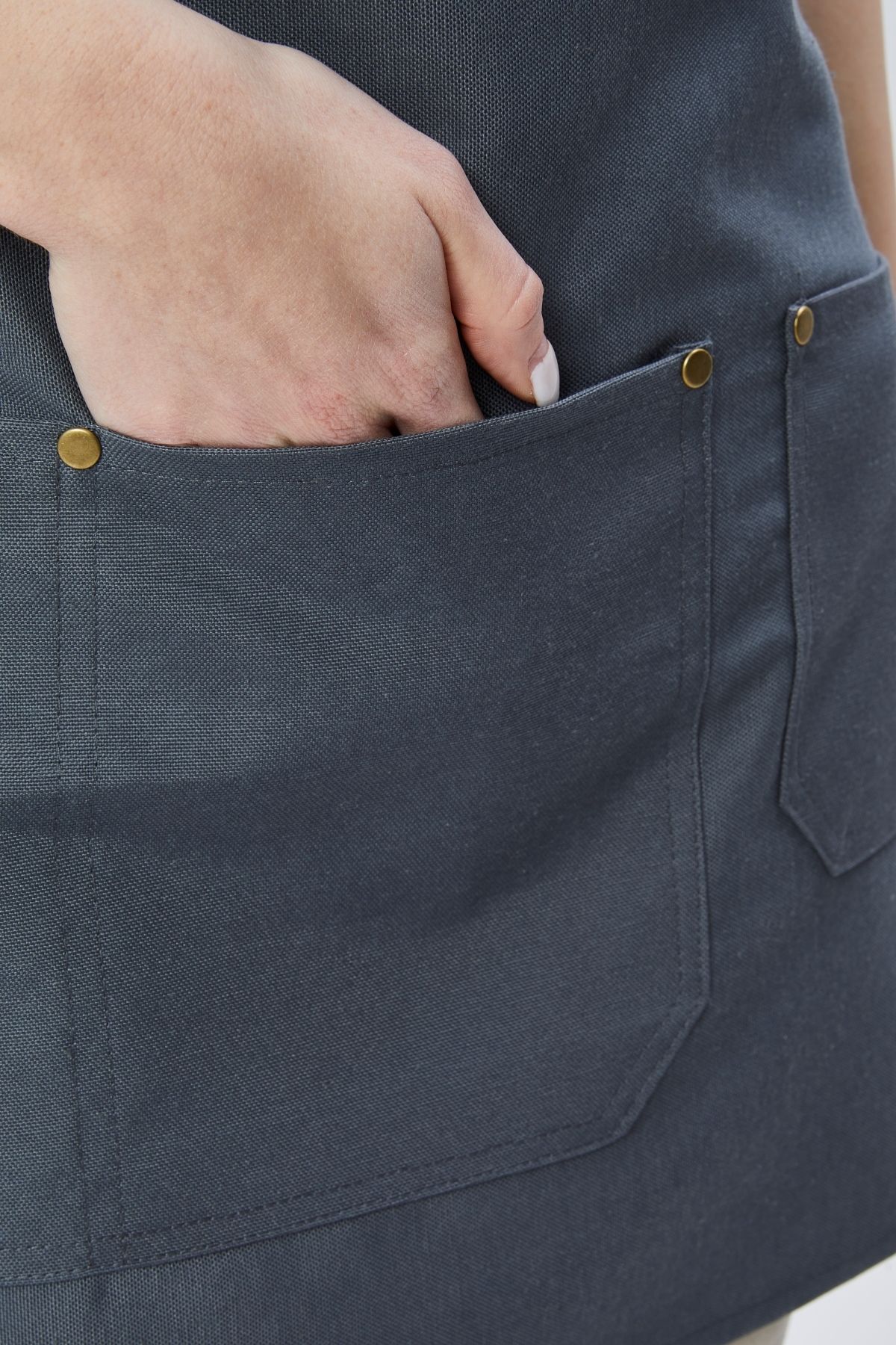 Cafe, Barista, Kuaför, Barmen, Çiçekçi, Mutfak Önlük, Leke Tutmaz, Gri Antrasit Yarım Kısa Önlük