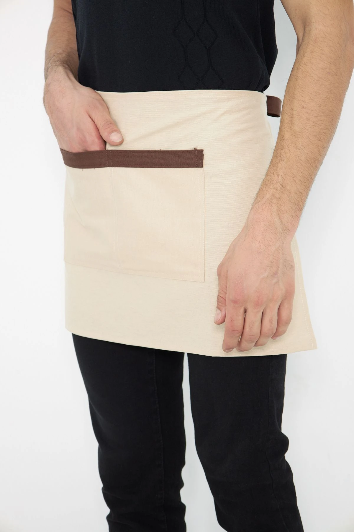 Su İtici Leke Tutmaz Kafe Barista Seramik Pasta Aşçı Garson Çiçekçi Restoran Cafe Apron Erkek Önlük - bej