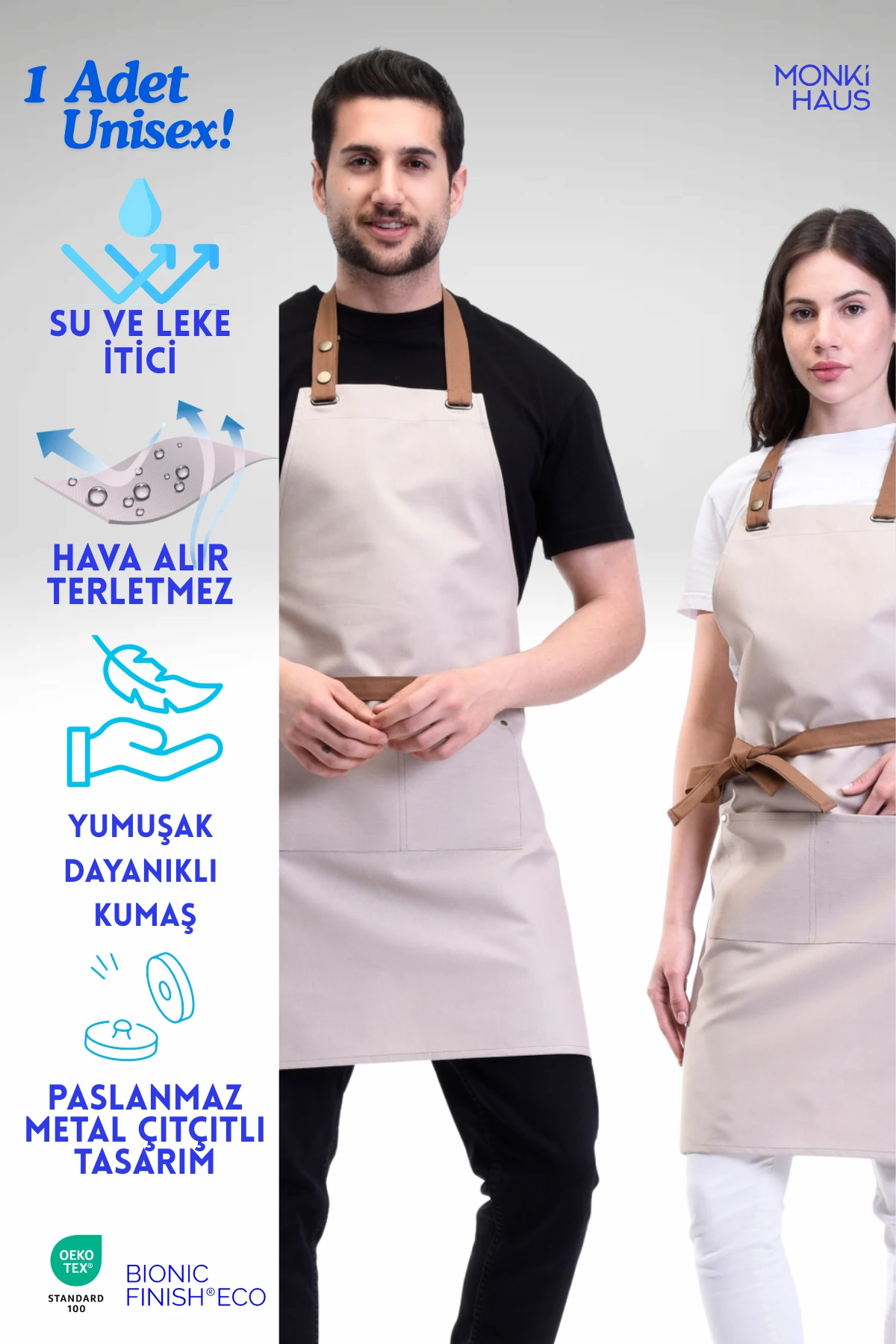 Su Itici Leke Tutmaz Kafe Barista Şef Aşçı Garson Çiçekçi Restoran Cafe Apron Mutfak Önlüğü 1 Adet - taş