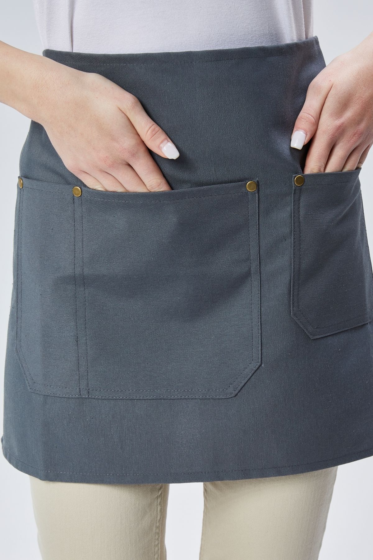 Cafe, Barista, Kuaför, Barmen, Çiçekçi, Mutfak Önlük, Leke Tutmaz, Gri Antrasit Yarım Kısa Önlük