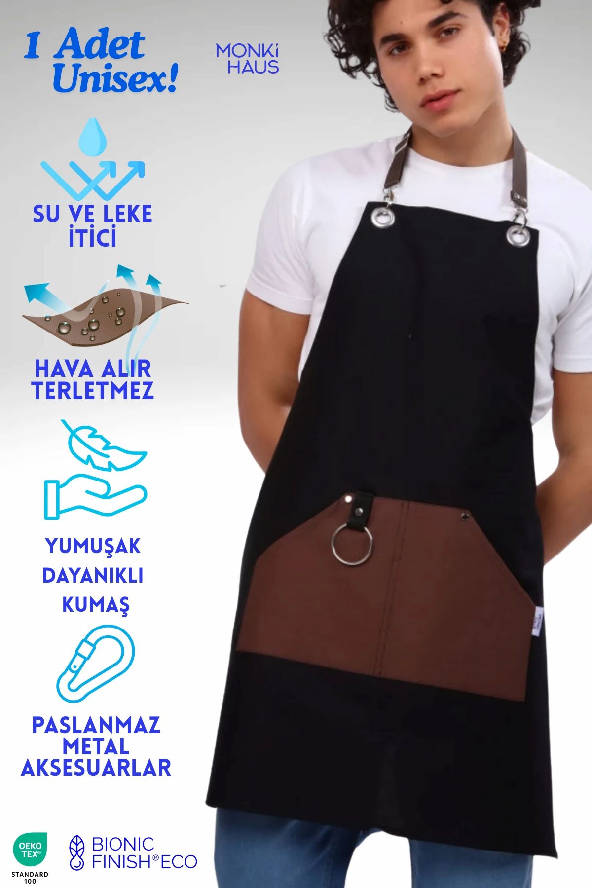 Cafe Barista Kuaför Barmen Çiçekçi Mutfak Önlükleri Leke Tutmaz Bordo - kahve cepli