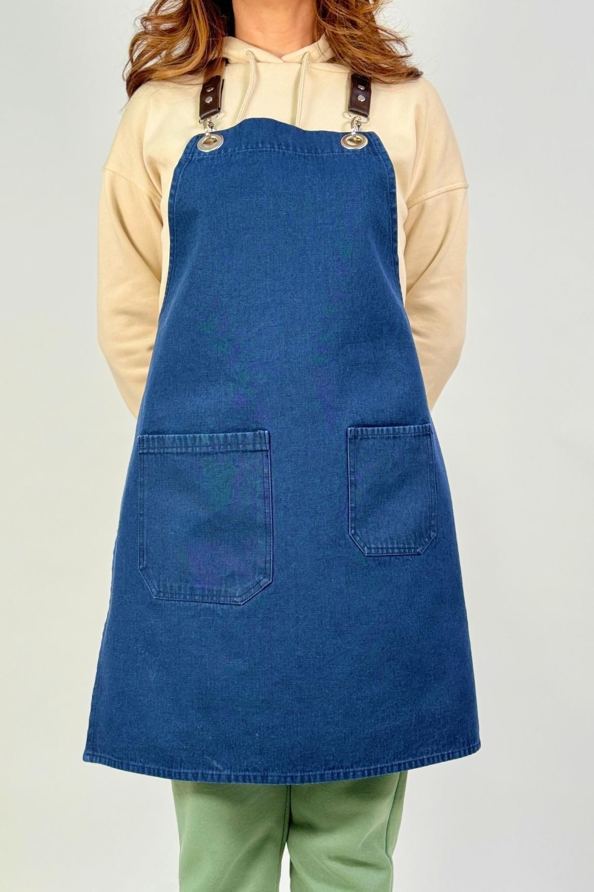 Cafe Barista Aşçı Şef Barmen Garson Seramik Çiçekçi Kot Önlük Denim