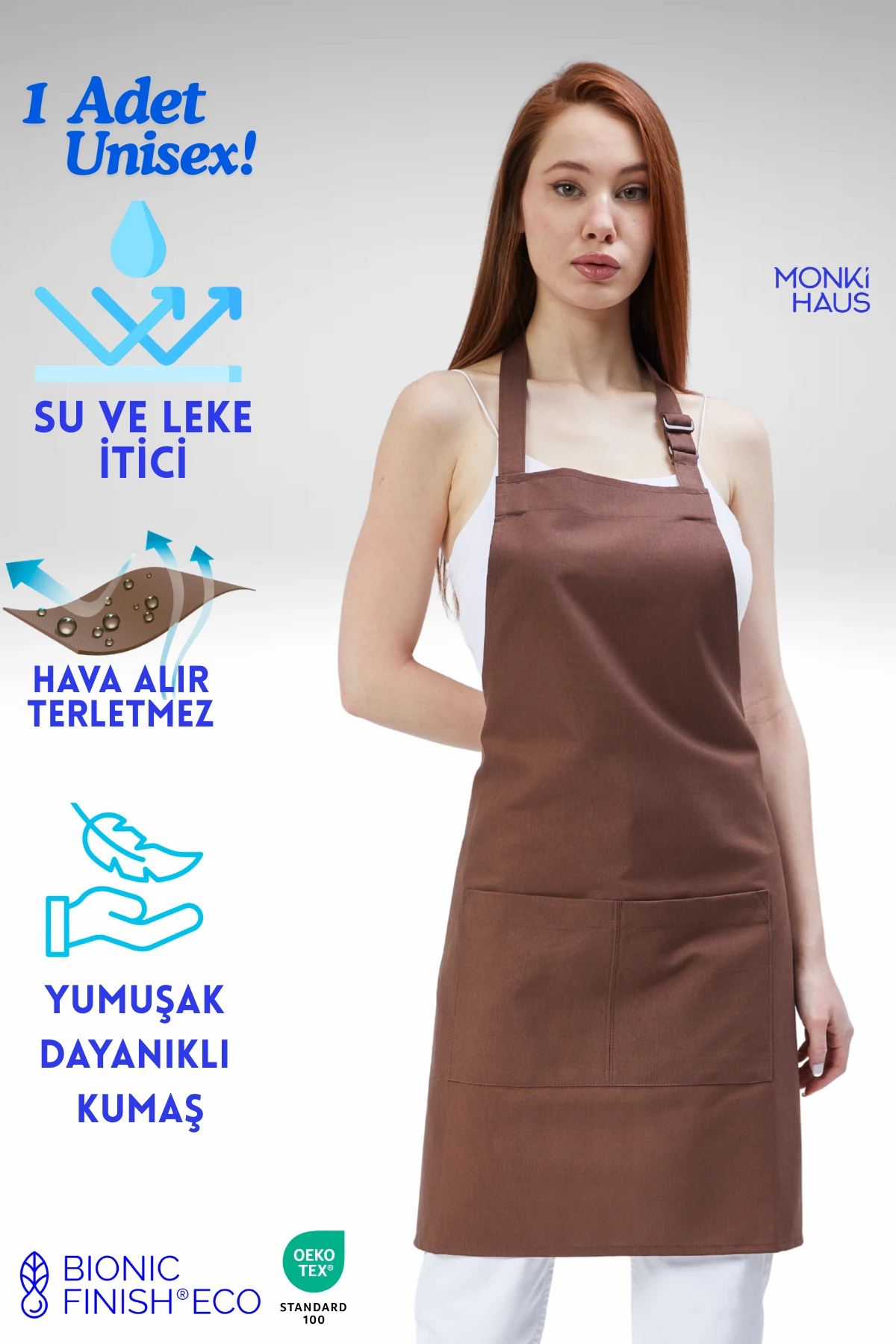 Cafe, Barista, Kuaför, Barmen, Çiçekçi, Mutfak Önlükleri, Leke Tutmaz, Bej - kahverengi